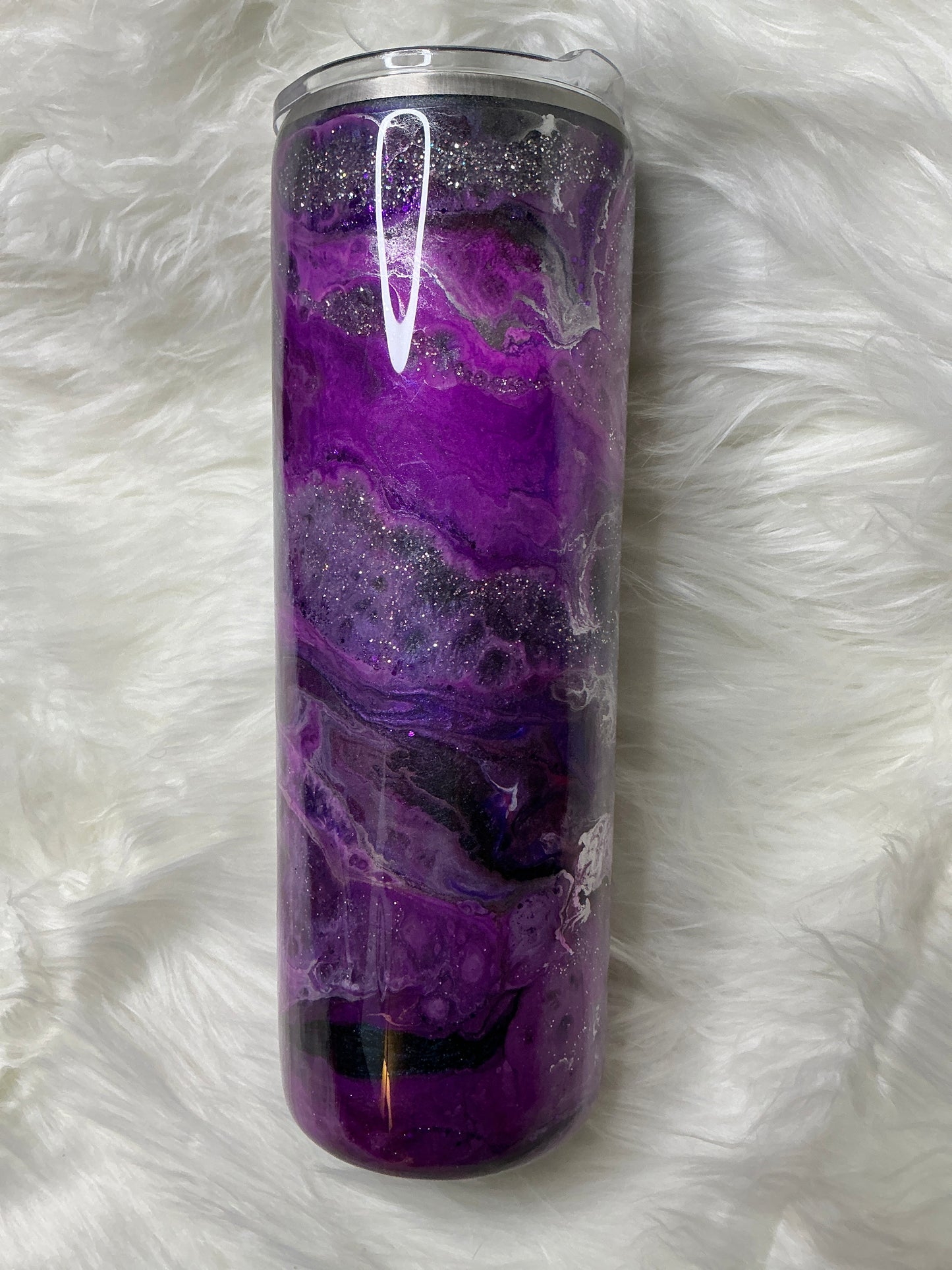#85. 30 oz Skinny - Purple & Silver Swirl with Foil