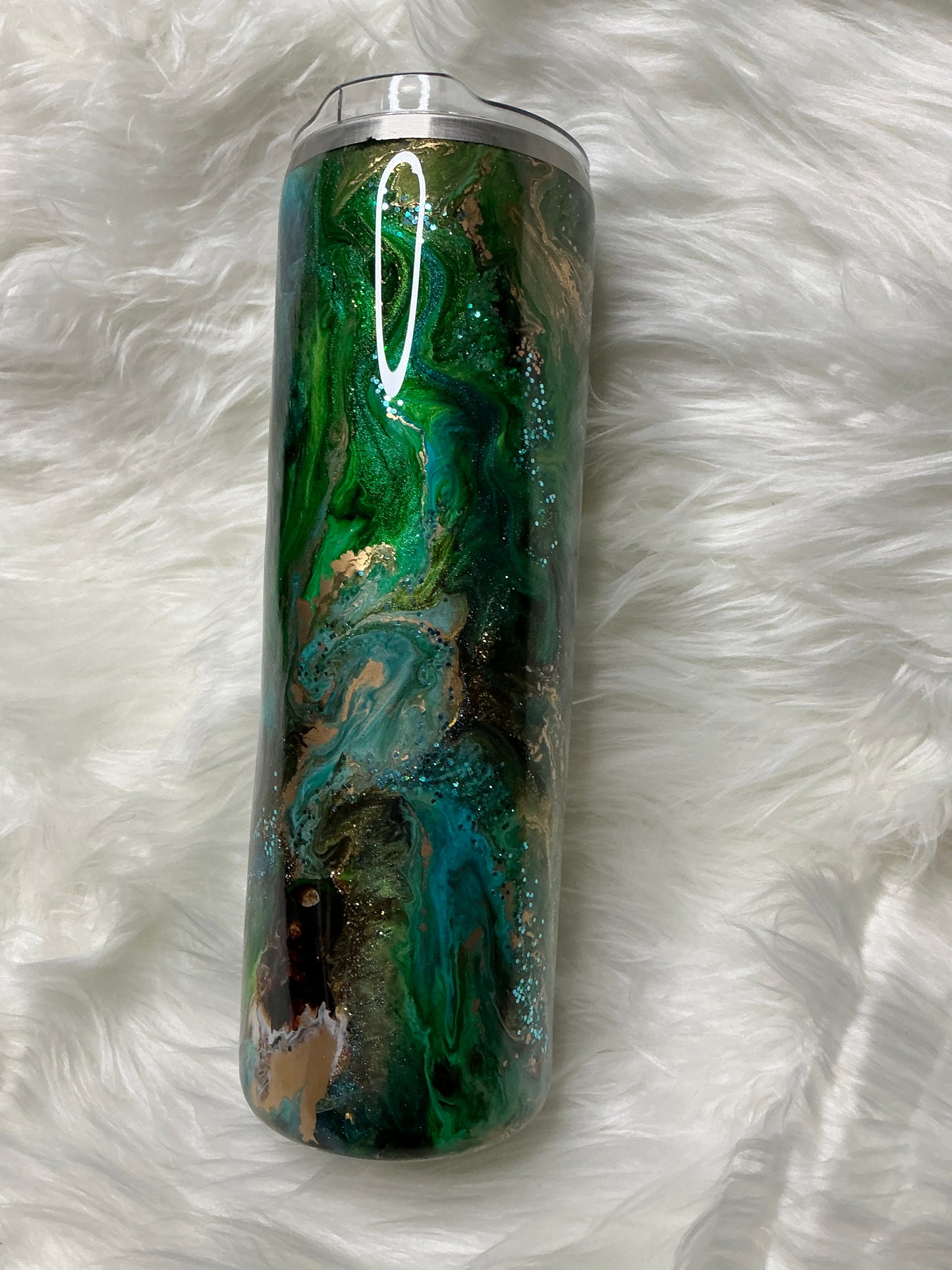 #97. 30 oz Skinny - Green, Teal, & Gold Mash Up