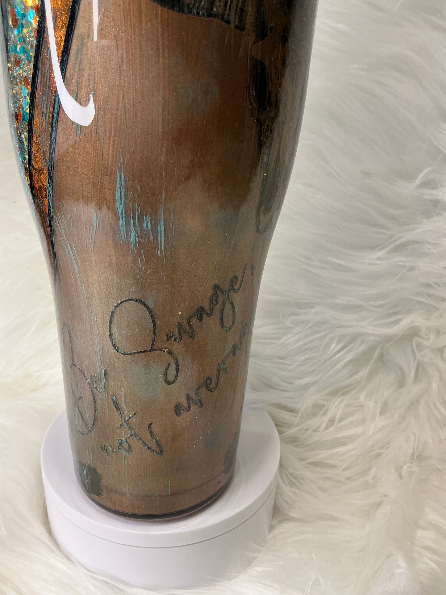 #698. 40 oz Modern Curve in Western Mixed Media “Be Savage, Not Average”