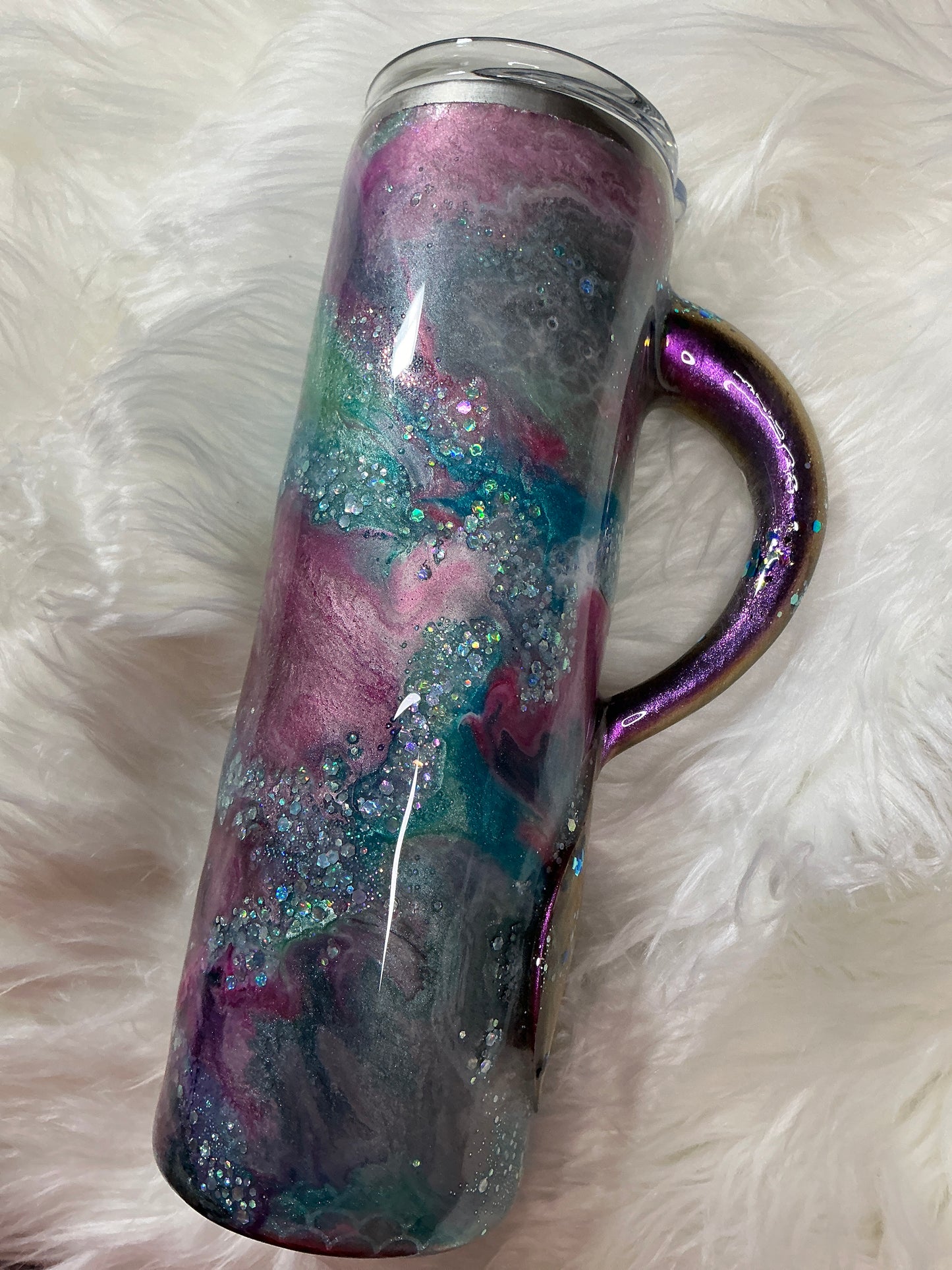 #60. 30 oz skinny tumbler with 3-D Mermaid Tail