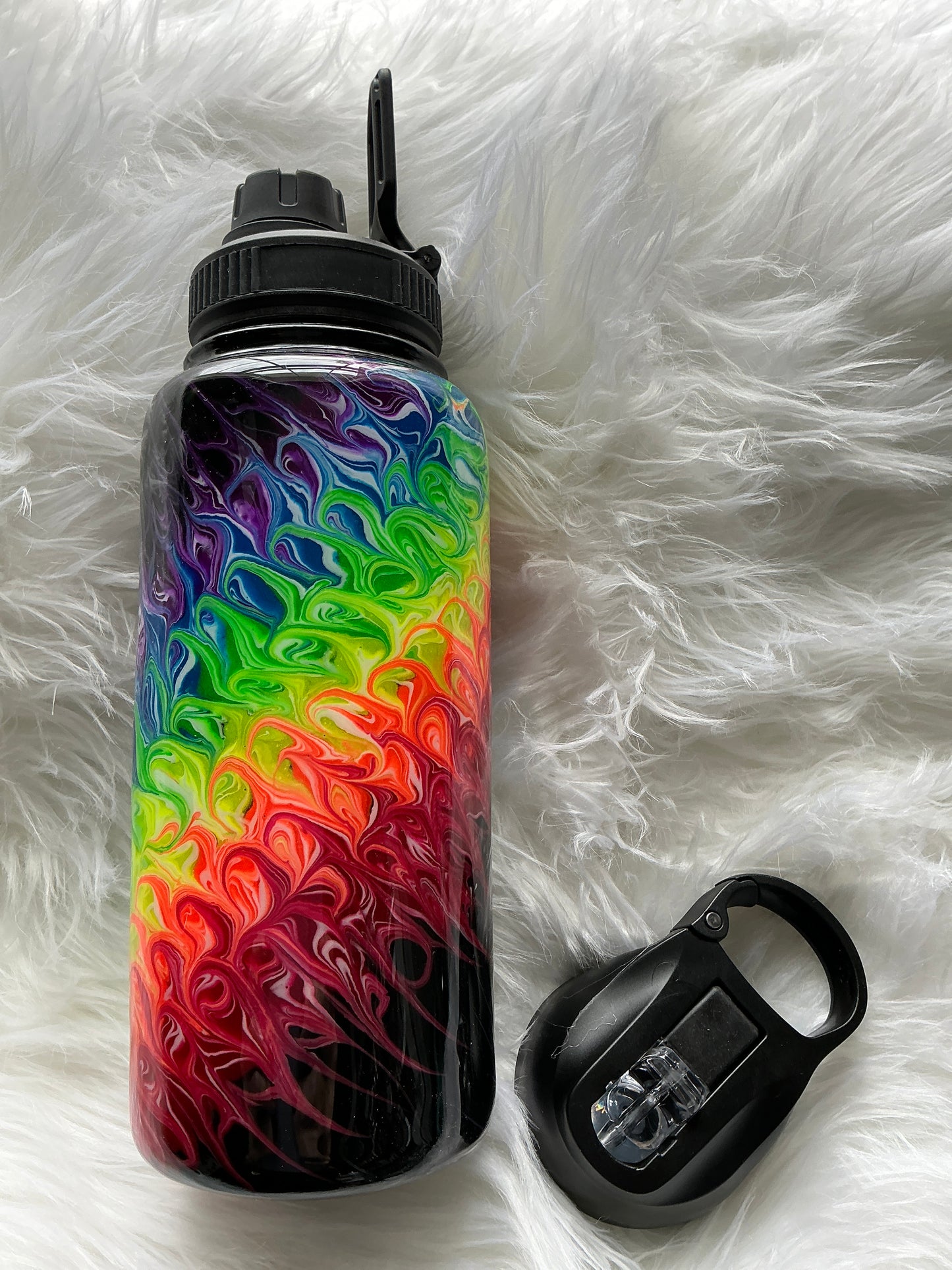 #34. 32 oz Duo Hydro with a Bouji Neon Rainbow Design