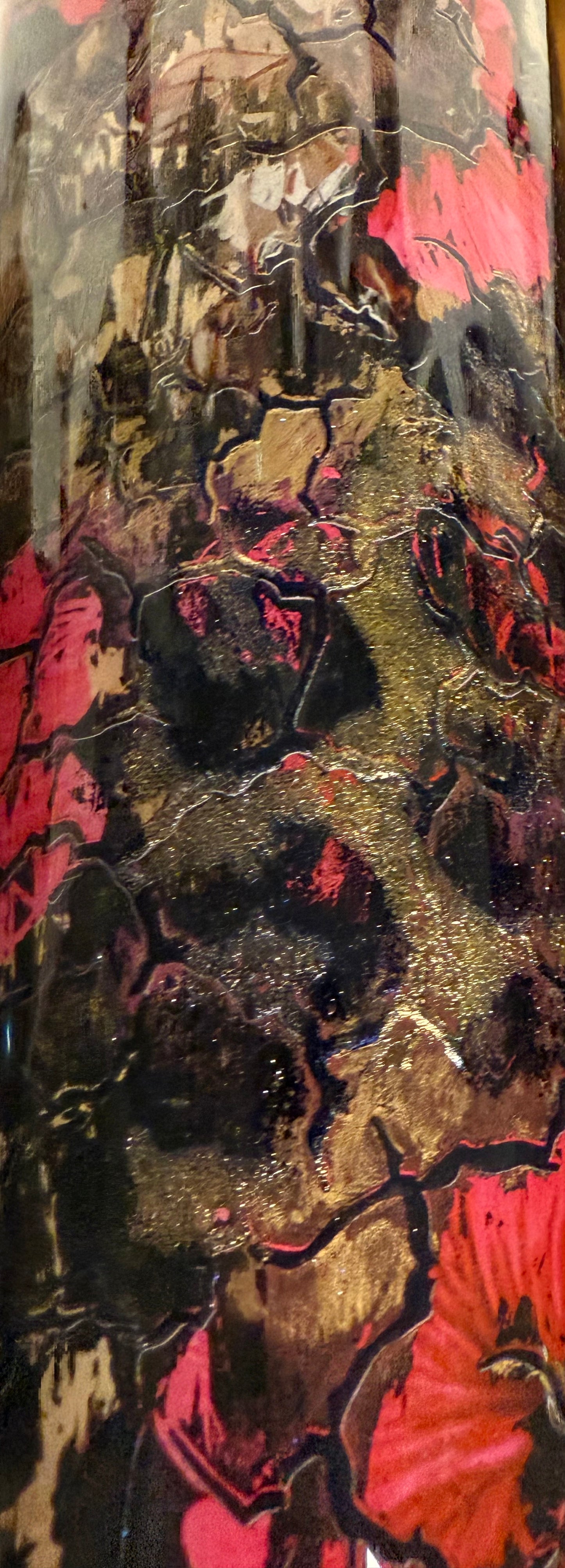 #715. 32 oz Tipsy GRUNGE with Pink Flowers & Leopard print with a GRUNGE Element Sheet