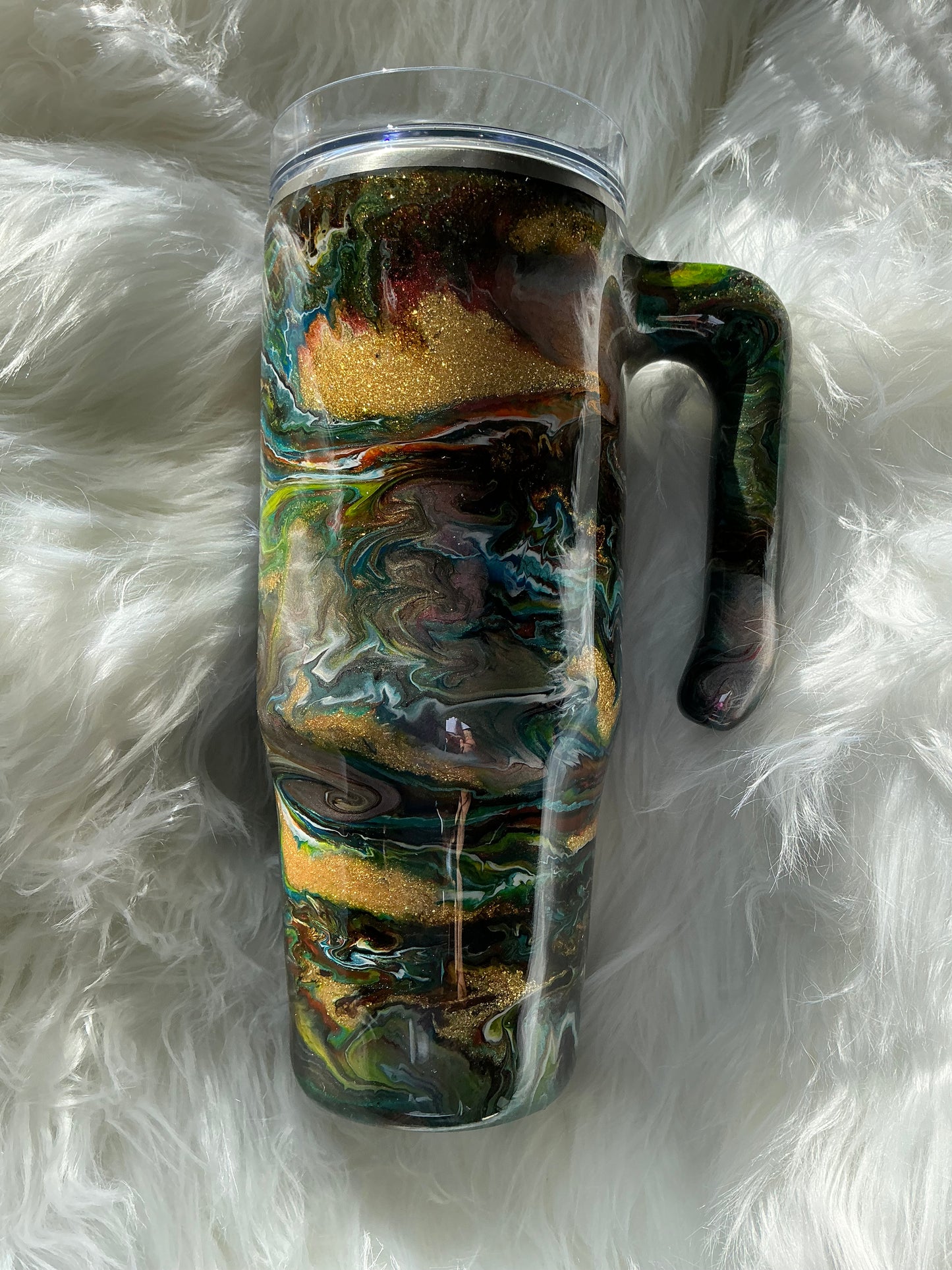 #16. 30 oz Grippy in Earthy Tones with Gold Glitter