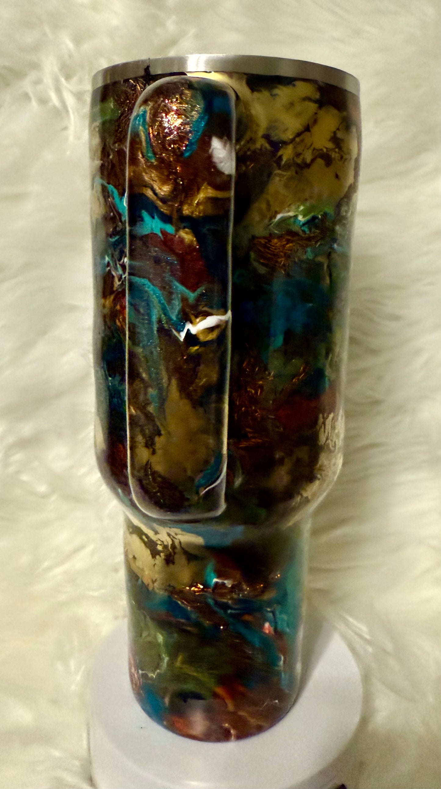 #720. 40 oz Traveler Fall Color Burst with Gold Alloy and Lynx Flakes