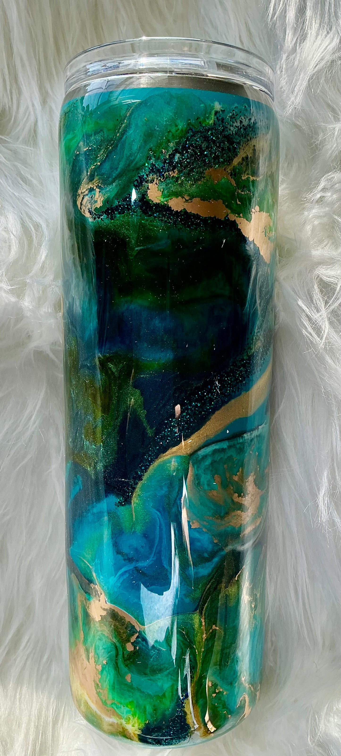 #160. 30 oz Skinny - Into the Deep with Emerald Greens & Gorgeous Blues