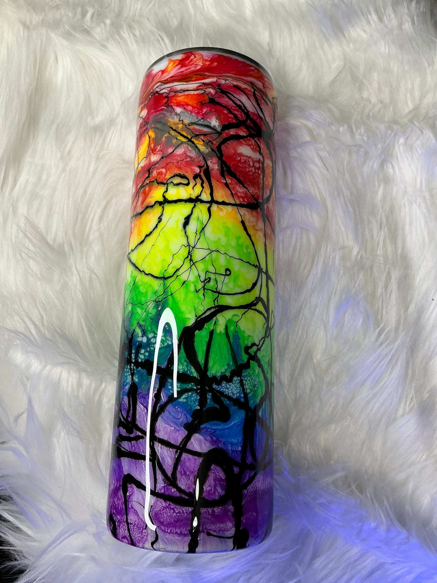 #634. 30 oz Skinny - Neon Ink Swirl - It’s Fine, I’m Fine, Everything Is Fine ,