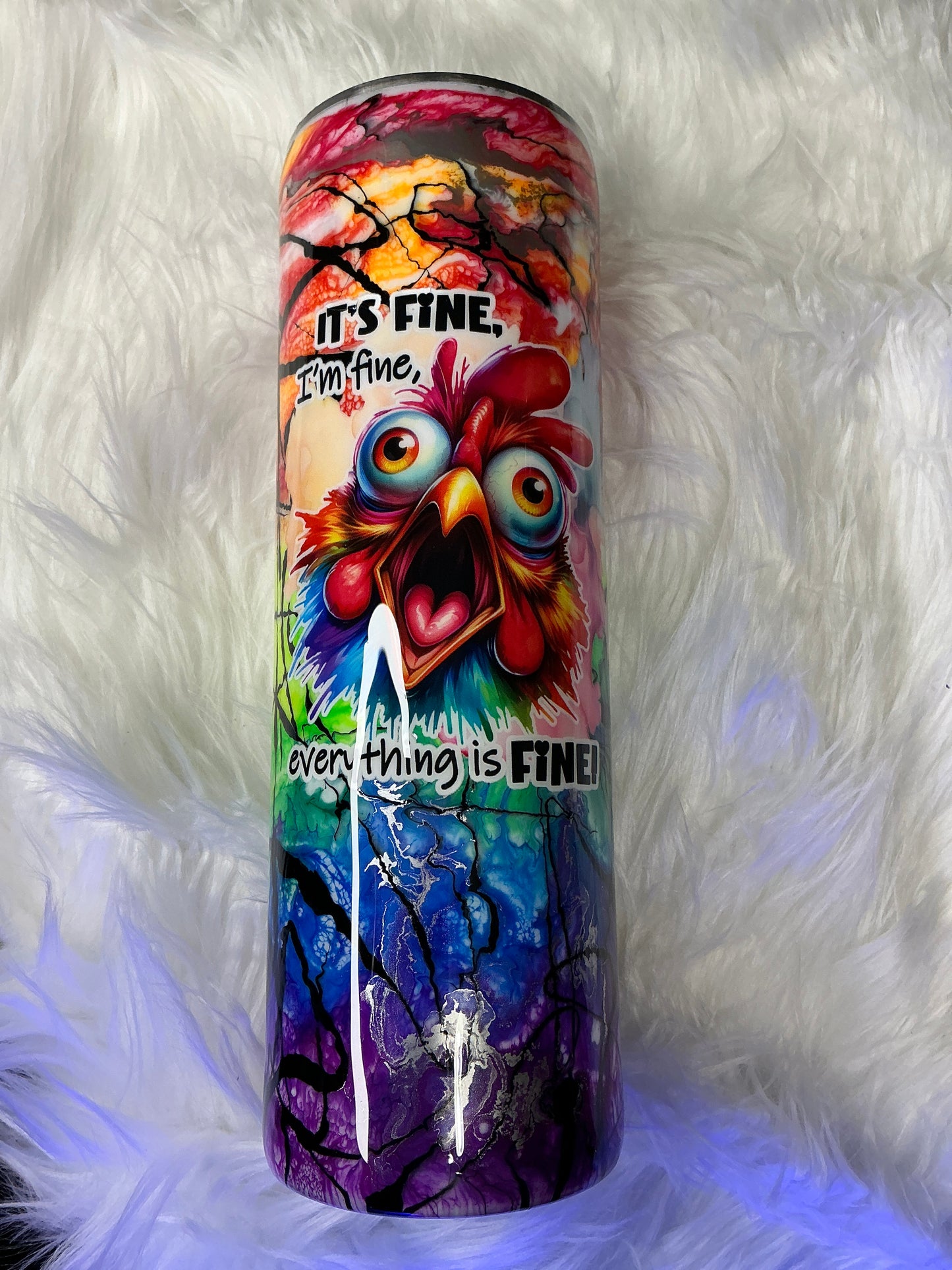 #634. 30 oz Skinny - Neon Ink Swirl - It’s Fine, I’m Fine, Everything Is Fine ,