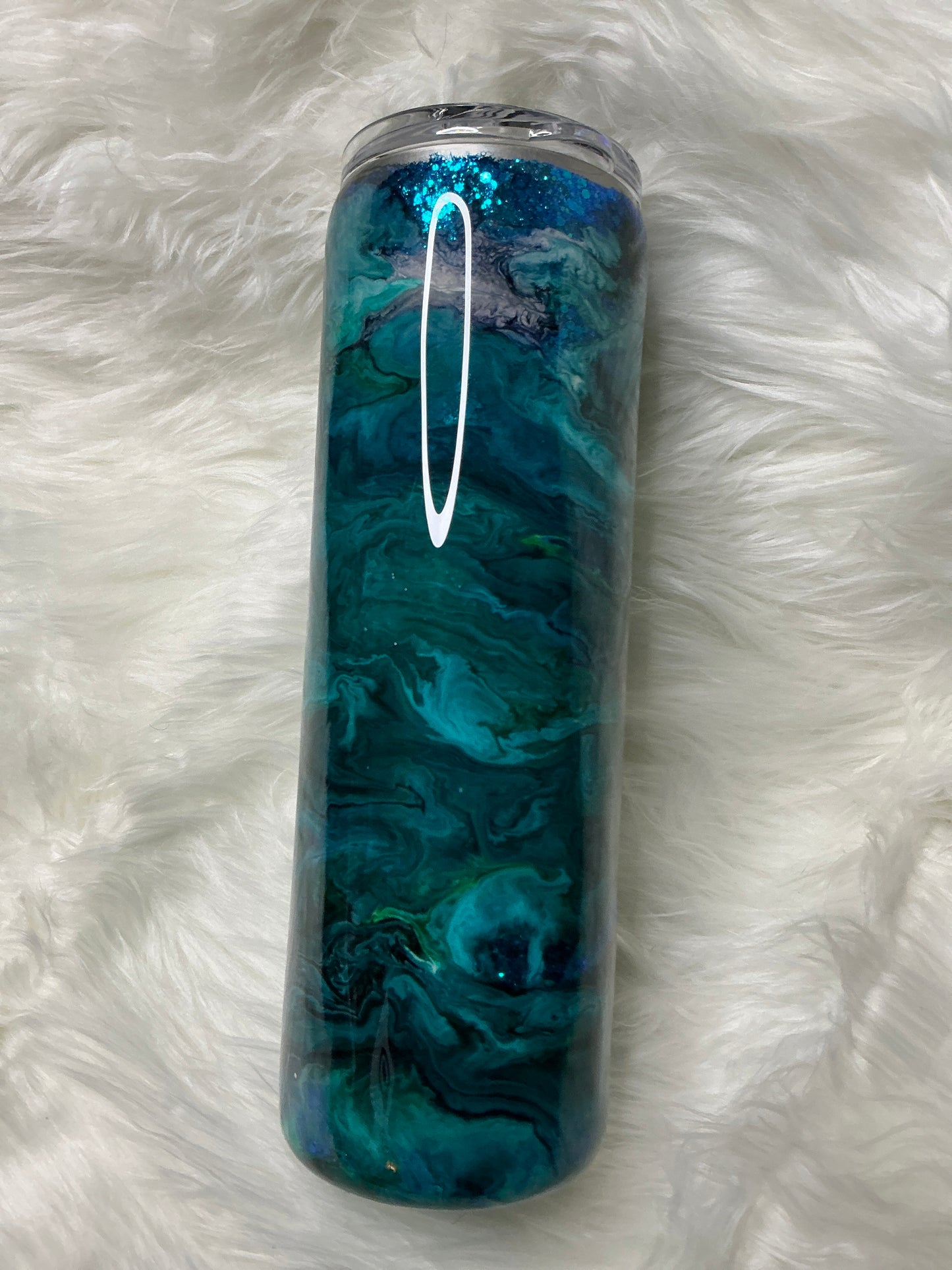 #95. 30 oz Skinny - Glitter Base Caribbean Vibes