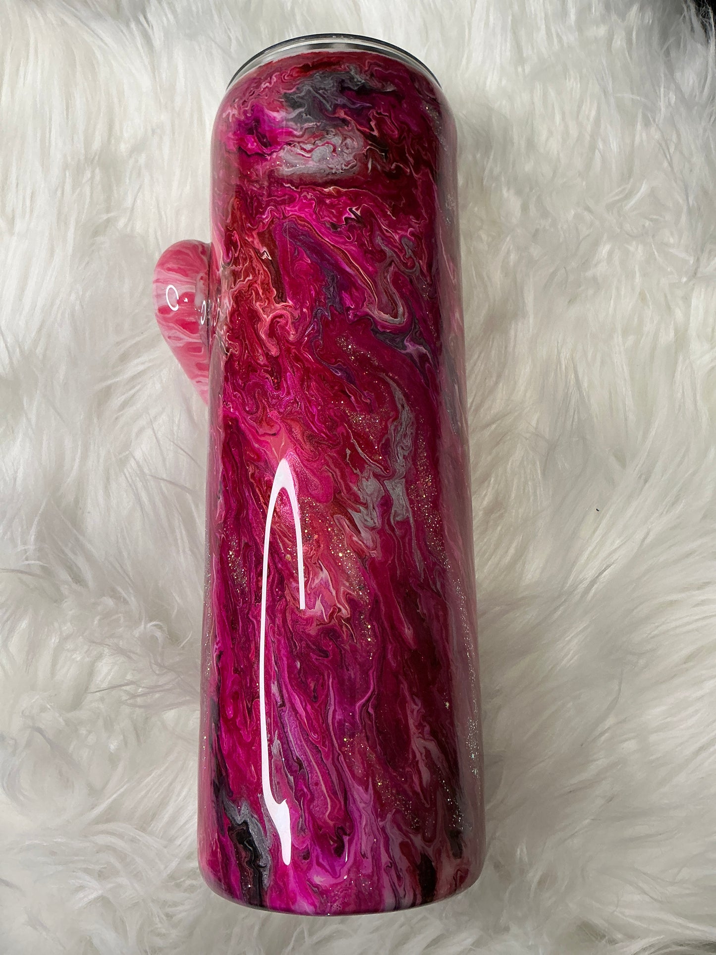 #623 30 oz Skinny - Pink Explosion with a 3-D Heart