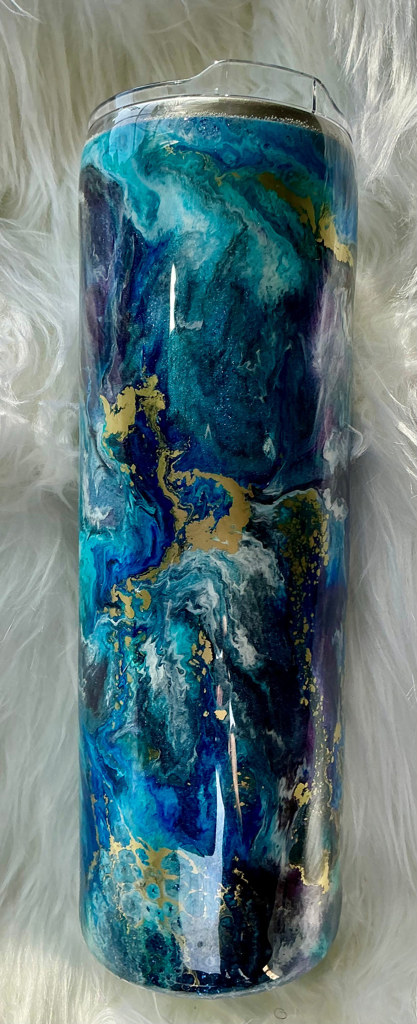 #73. 30 oz skinny tumbler - Ocean Blues & Clear Waters