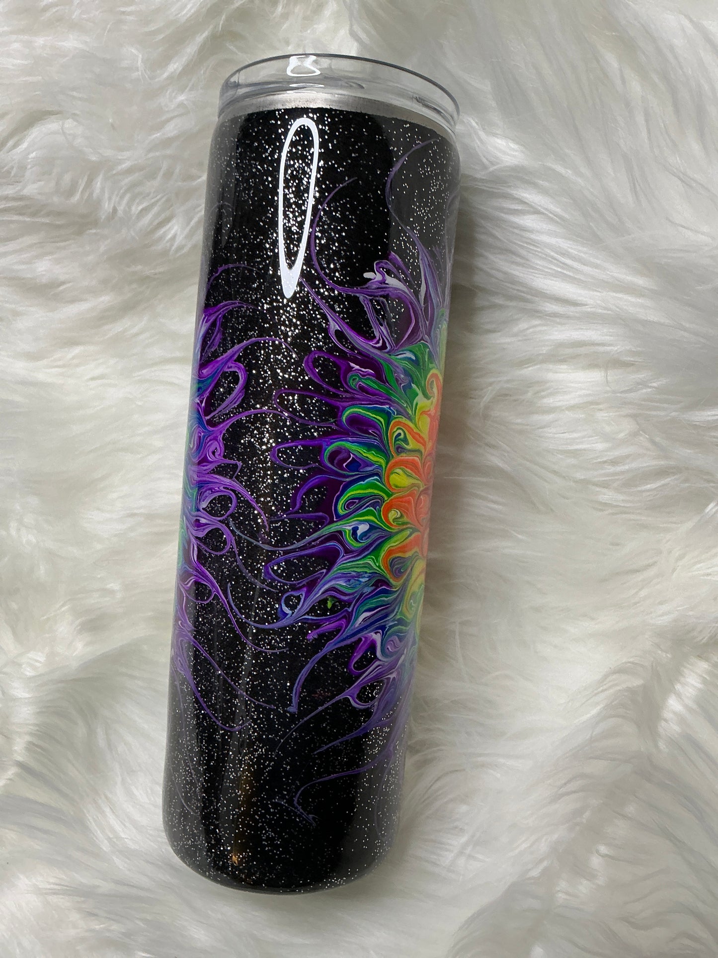 #63. 30 oz Skinny - Bouji Heart on a Black Base with Sparkle