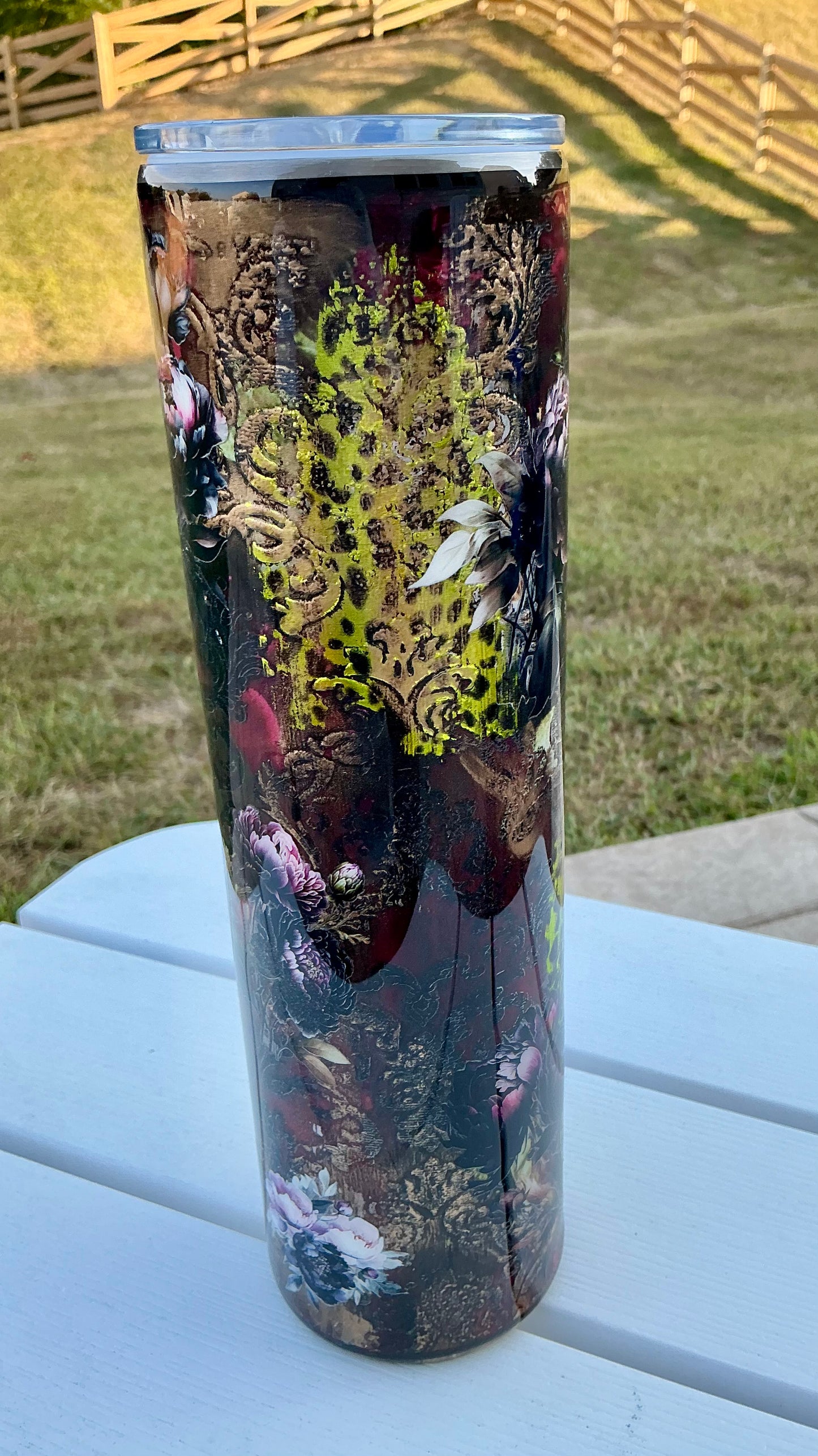 #714. 32 oz Tipsy GRUNGE with Peonies & a GRUNGE Element Sheet & Peony UVDTFs