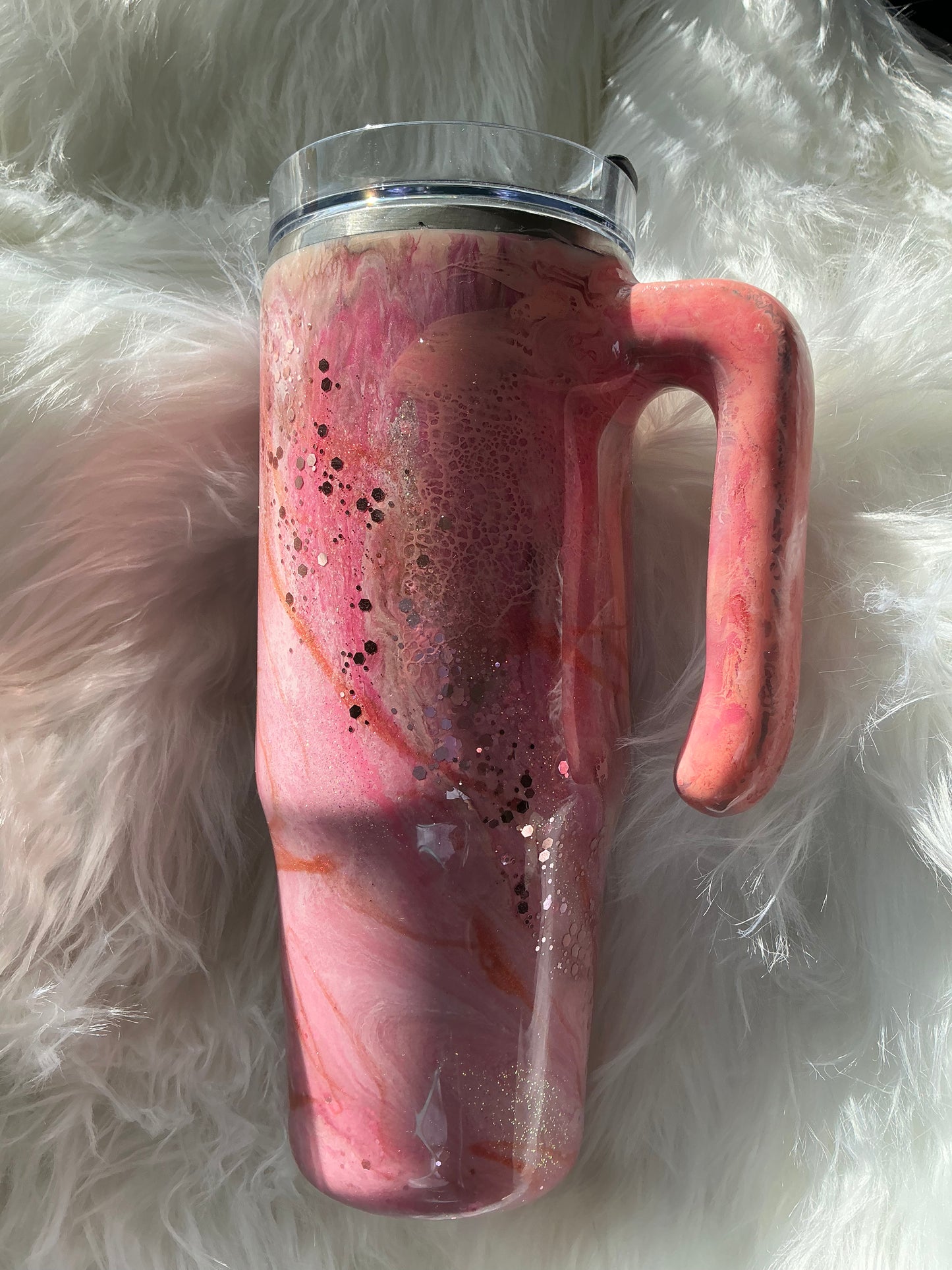 #11. 30 oz Grippy - Pink Swirl and Rose Gold Glitter