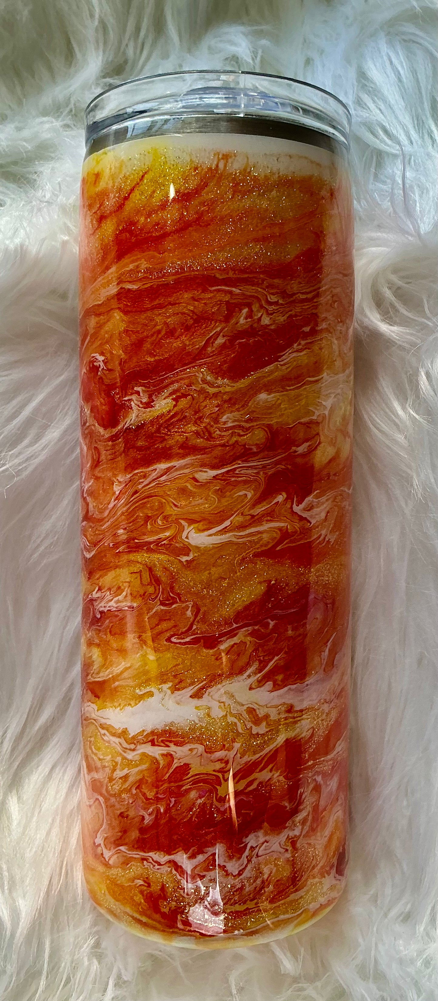 #107. 20 oz Skinny - Vibrant Orange Blurred Lines