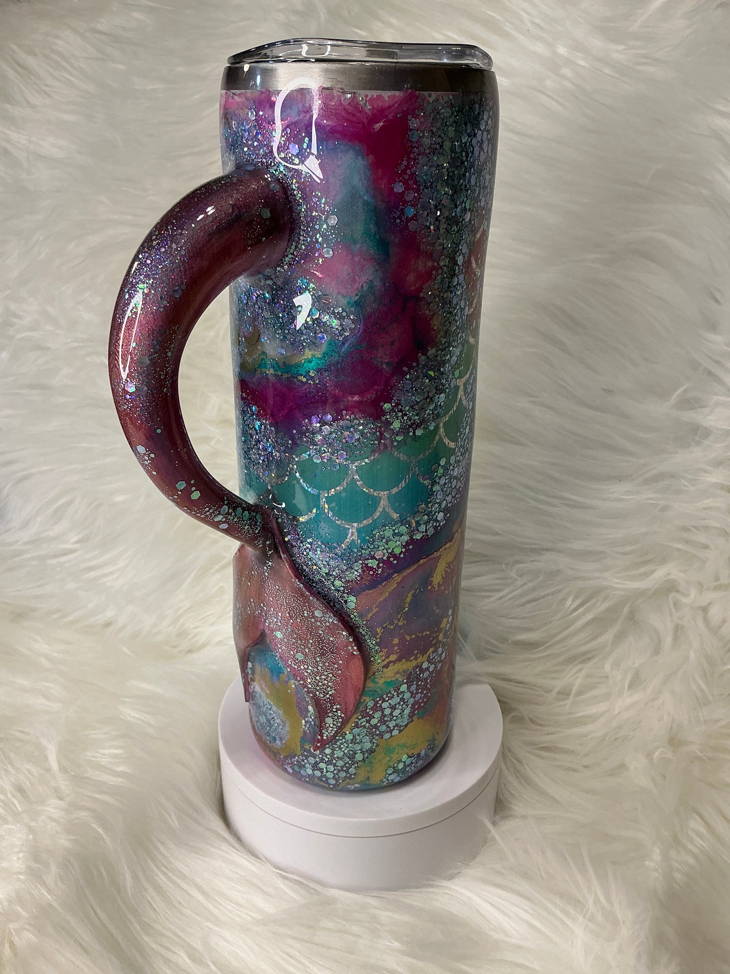 #701. 30 oz skinny tumbler with 3-D Mermaid Tail