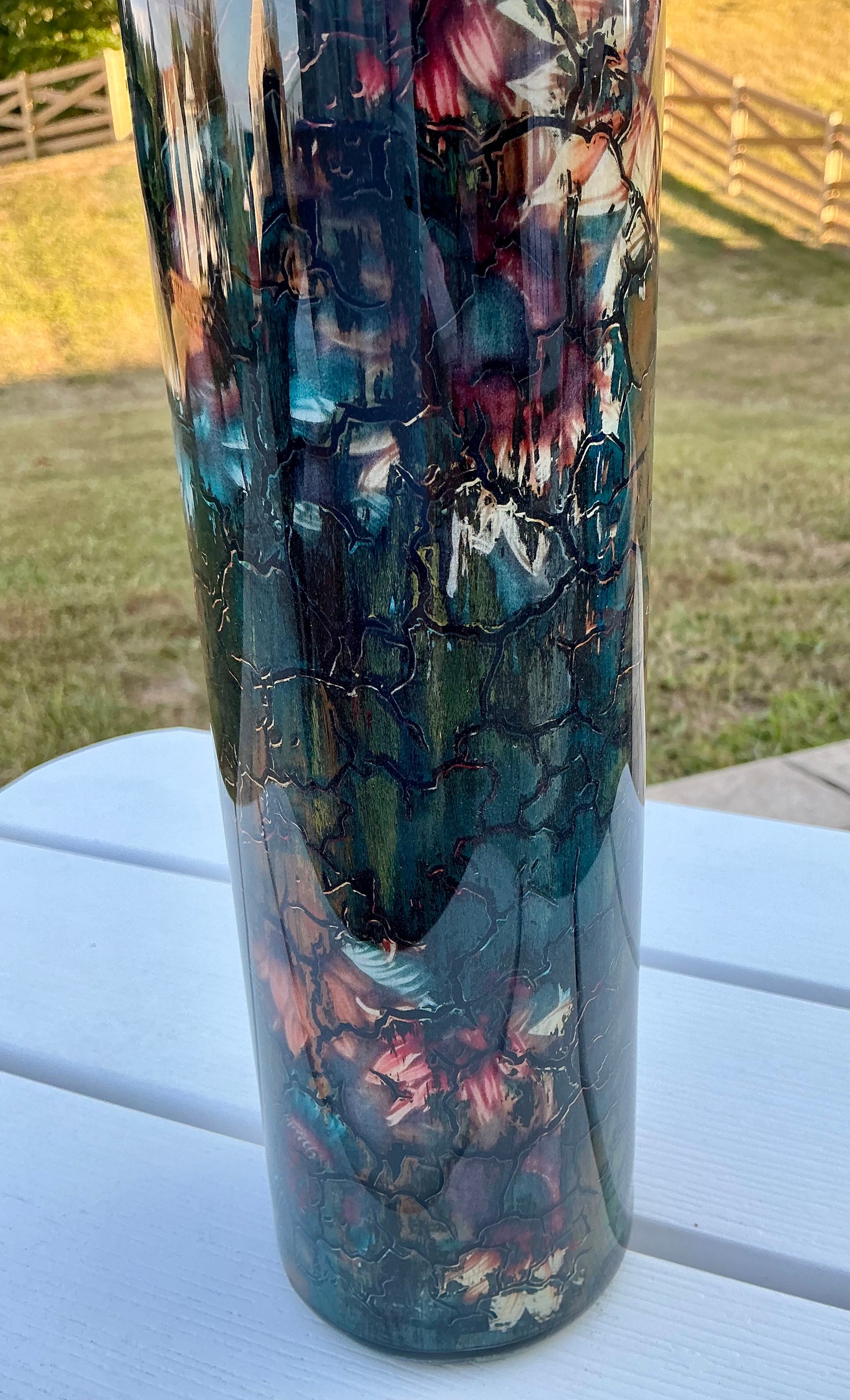 #713. 32 oz Tipsy GRUNGE with Sunflowers & Crackle