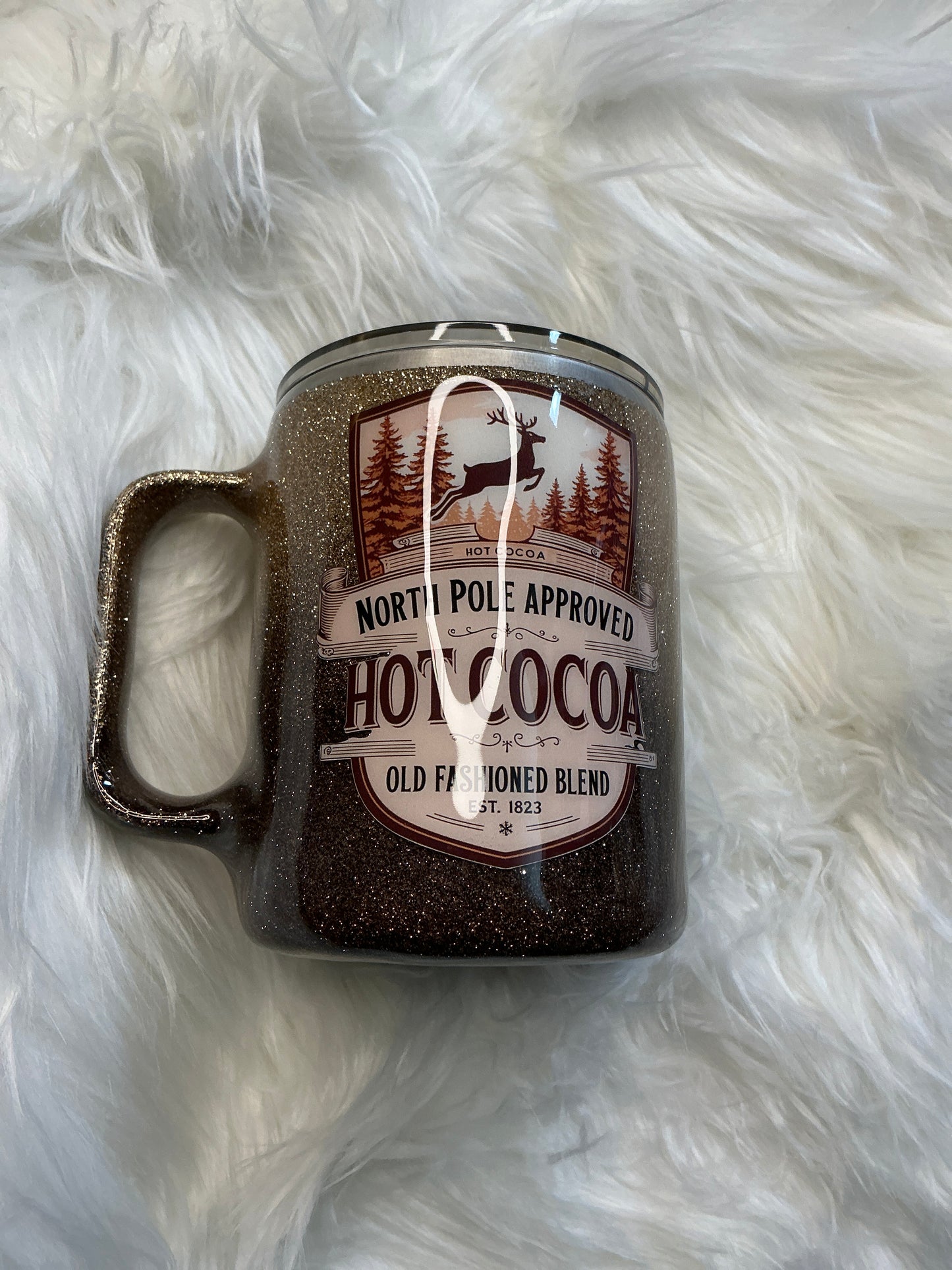 #203. 10 oz Coffee Mug North Pole Hot Cocoa Hombre