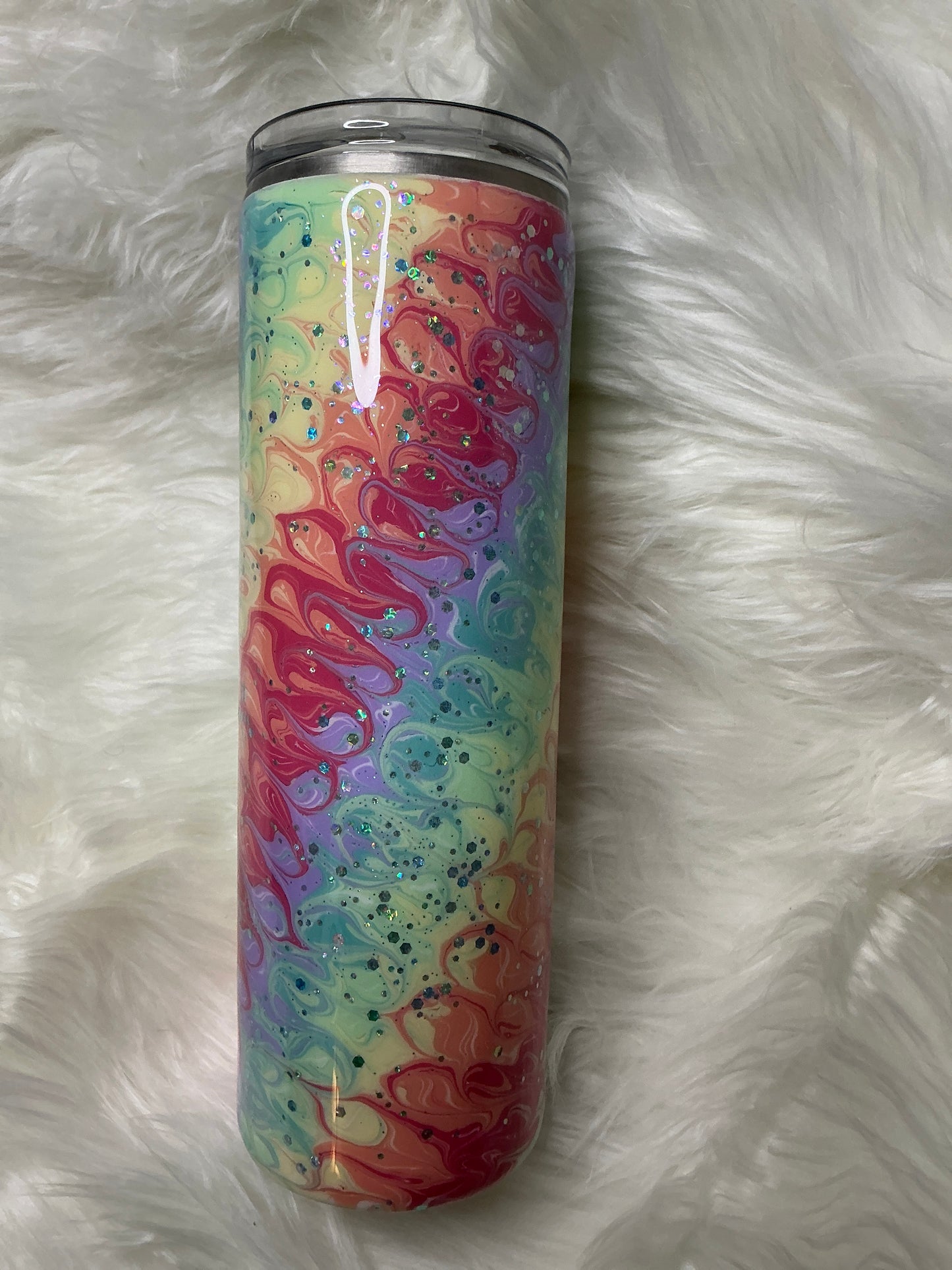 #64. 30 oz Skinny - Bouji Wrap in Pastels with Glitter