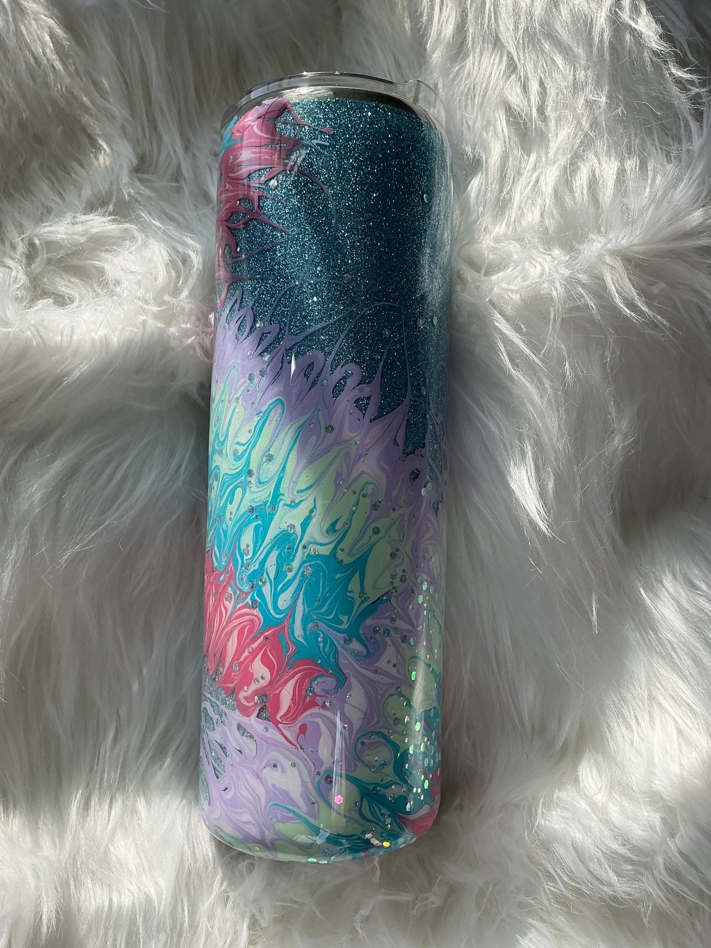 #88. 30 oz Skinny - Pastel Bouji Technique with a Glitter Base