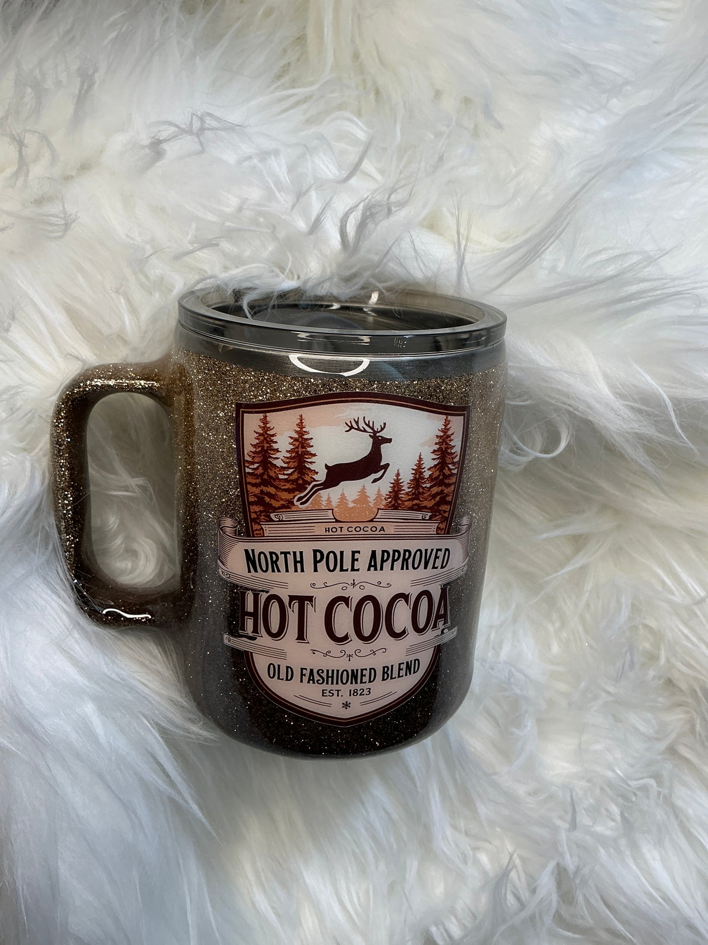 #203. 10 oz Coffee Mug North Pole Hot Cocoa Hombre
