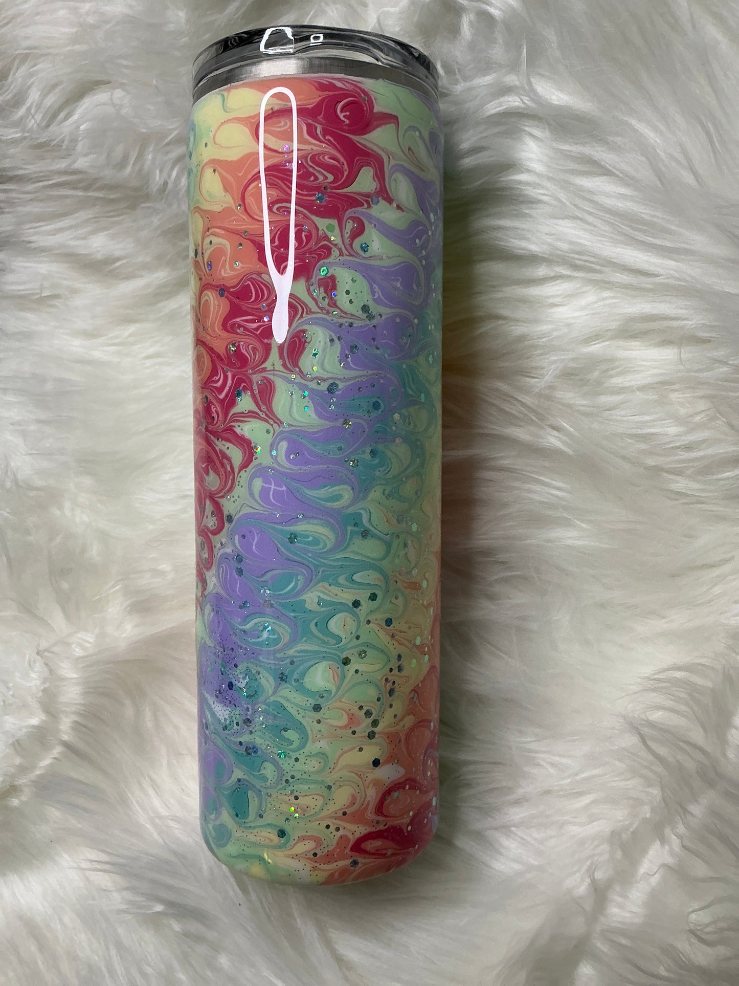 #64. 30 oz Skinny - Bouji Wrap in Pastels with Glitter