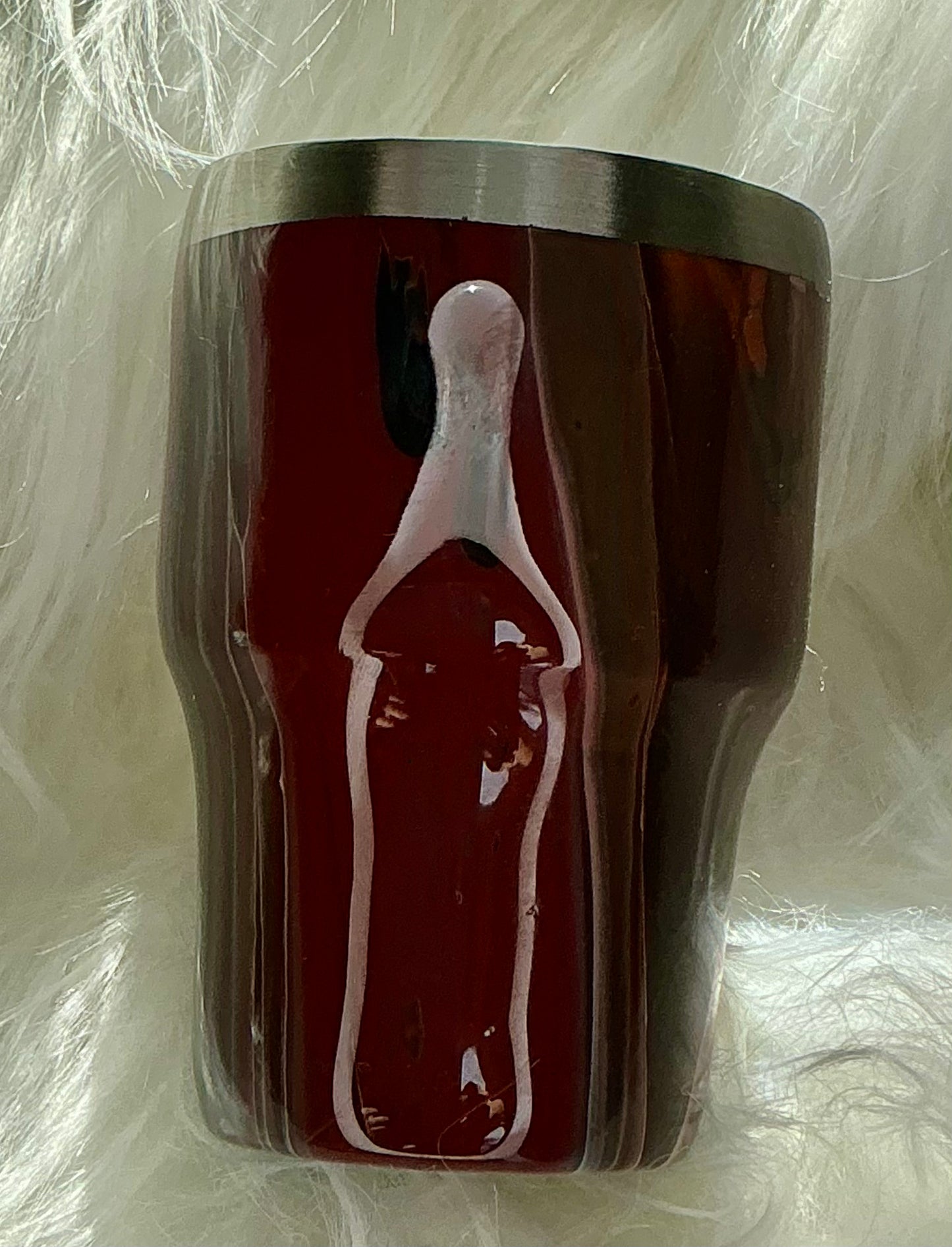 #135. 3 oz Shot Glass - Dirty Pour Technique VT Colors: Burgundy, Black, White with a Hint of Orange