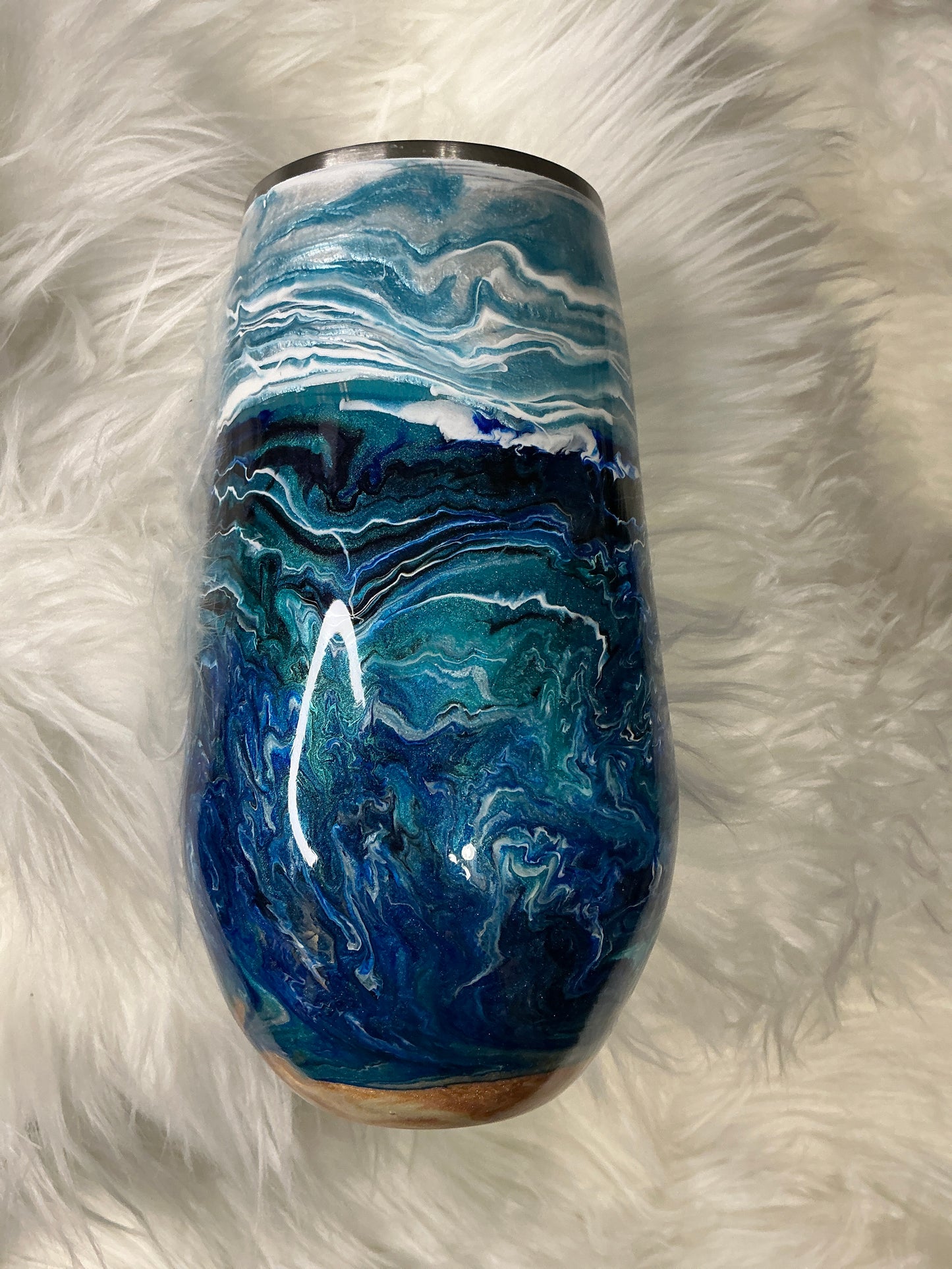 #610. 17 oz Stemless Wine in a Blurred Lines Beach Day Drinking