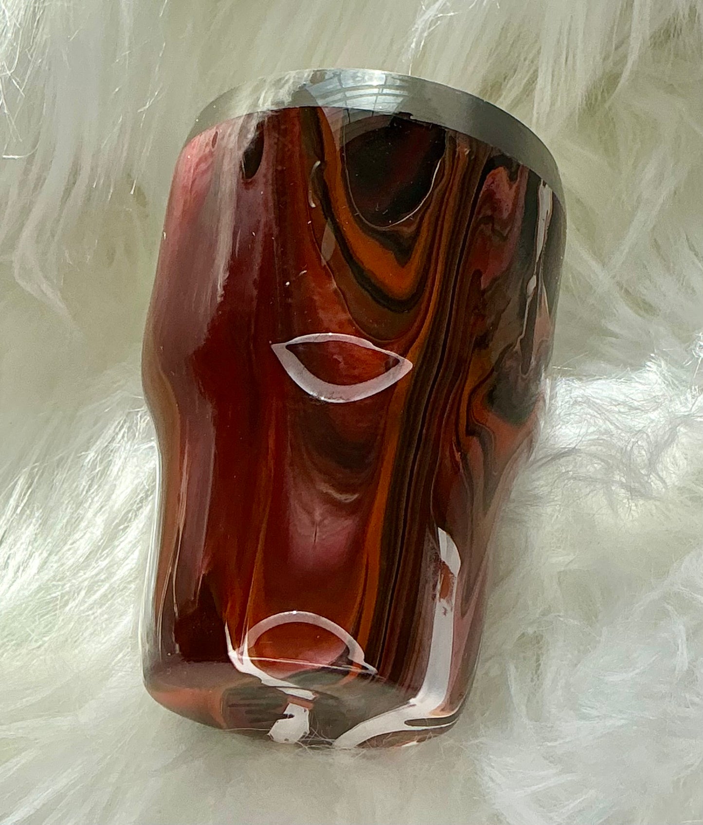 #136. 3 oz Shot Glass - Dirty Pour Technique in Burgundy, Orange, Black, & White