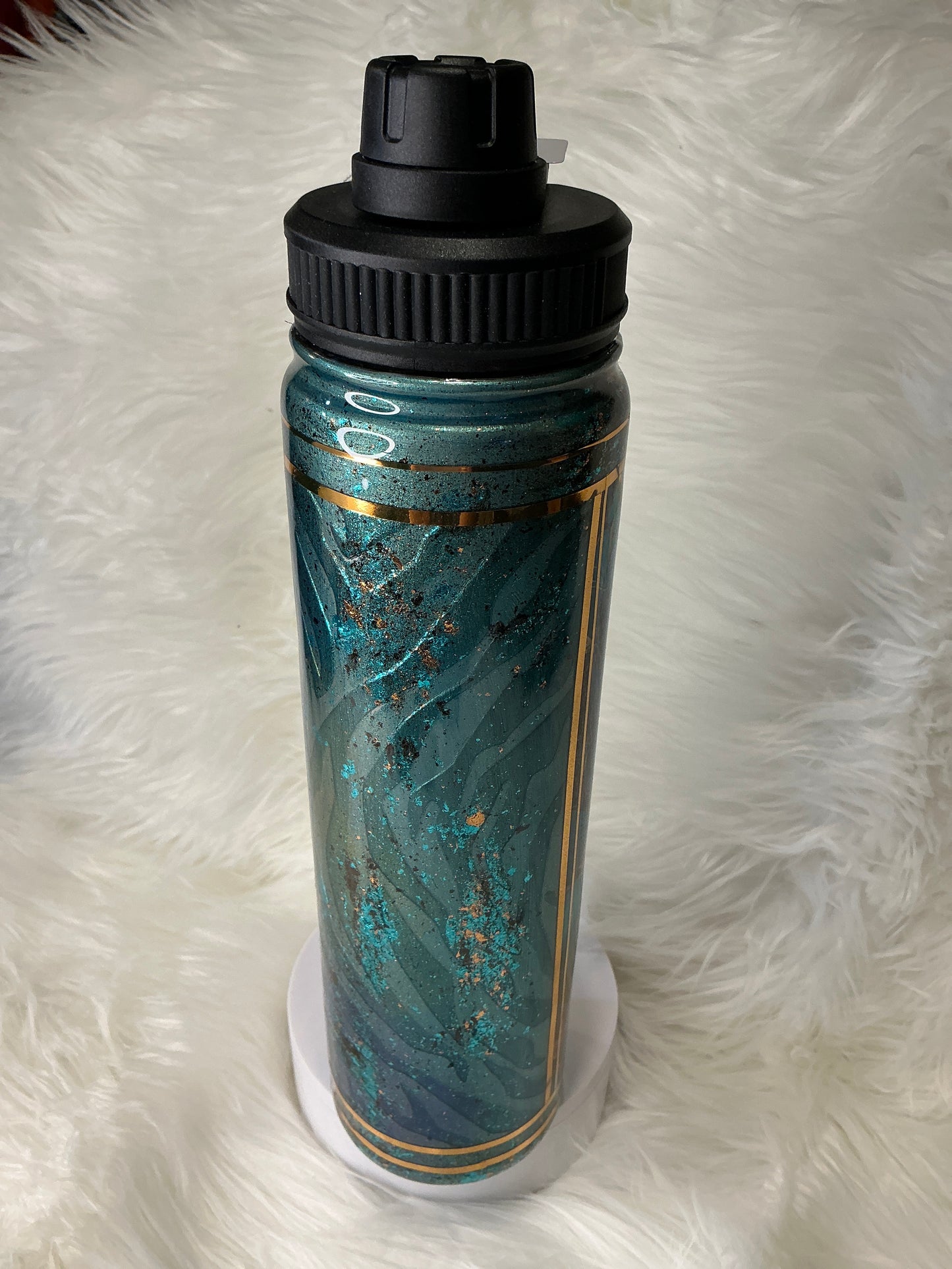 #695. 24 oz Waterbottle with “BE” in a mixed media technique