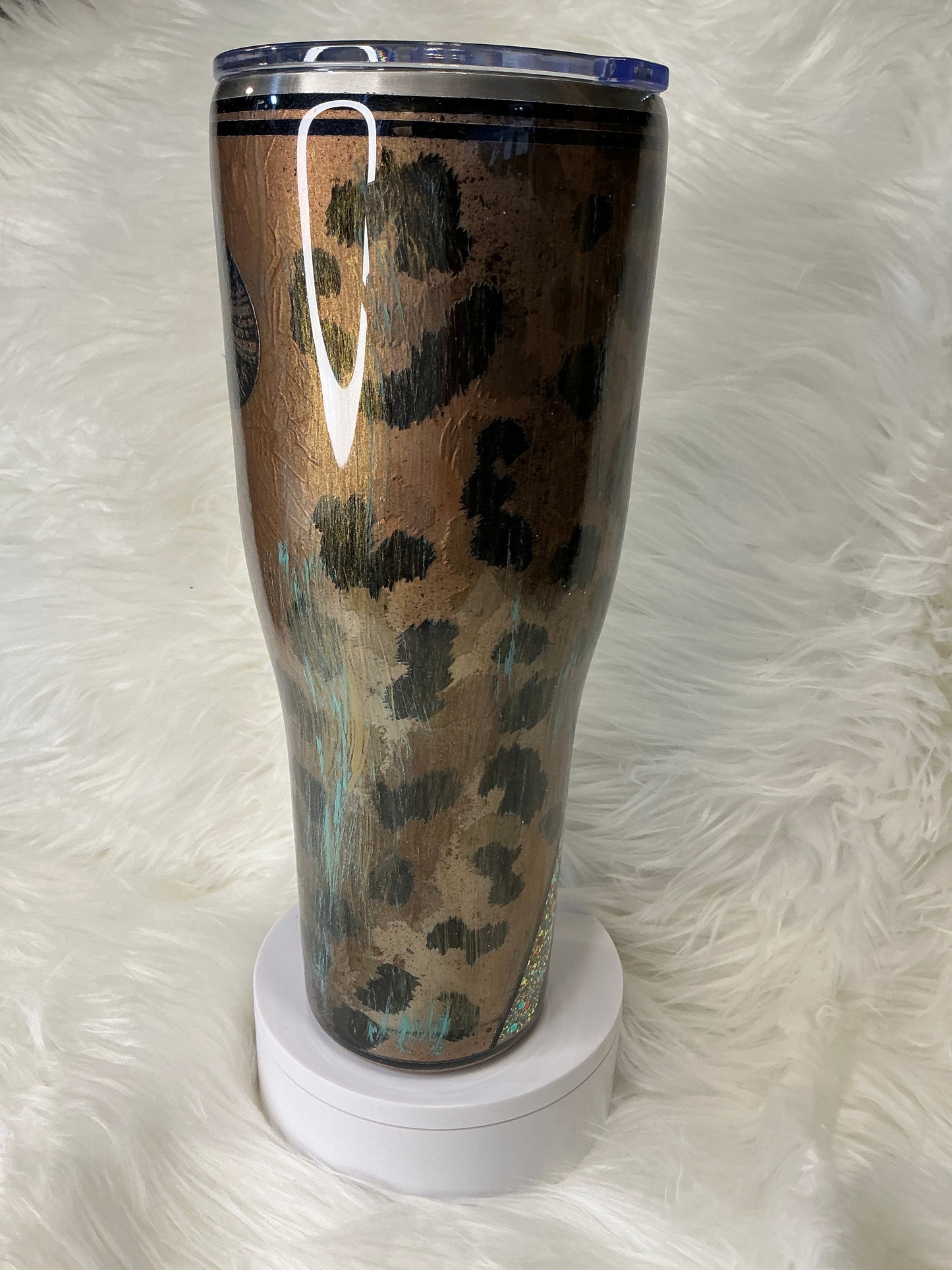 #698. 40 oz Modern Curve in Western Mixed Media “Be Savage, Not Average”