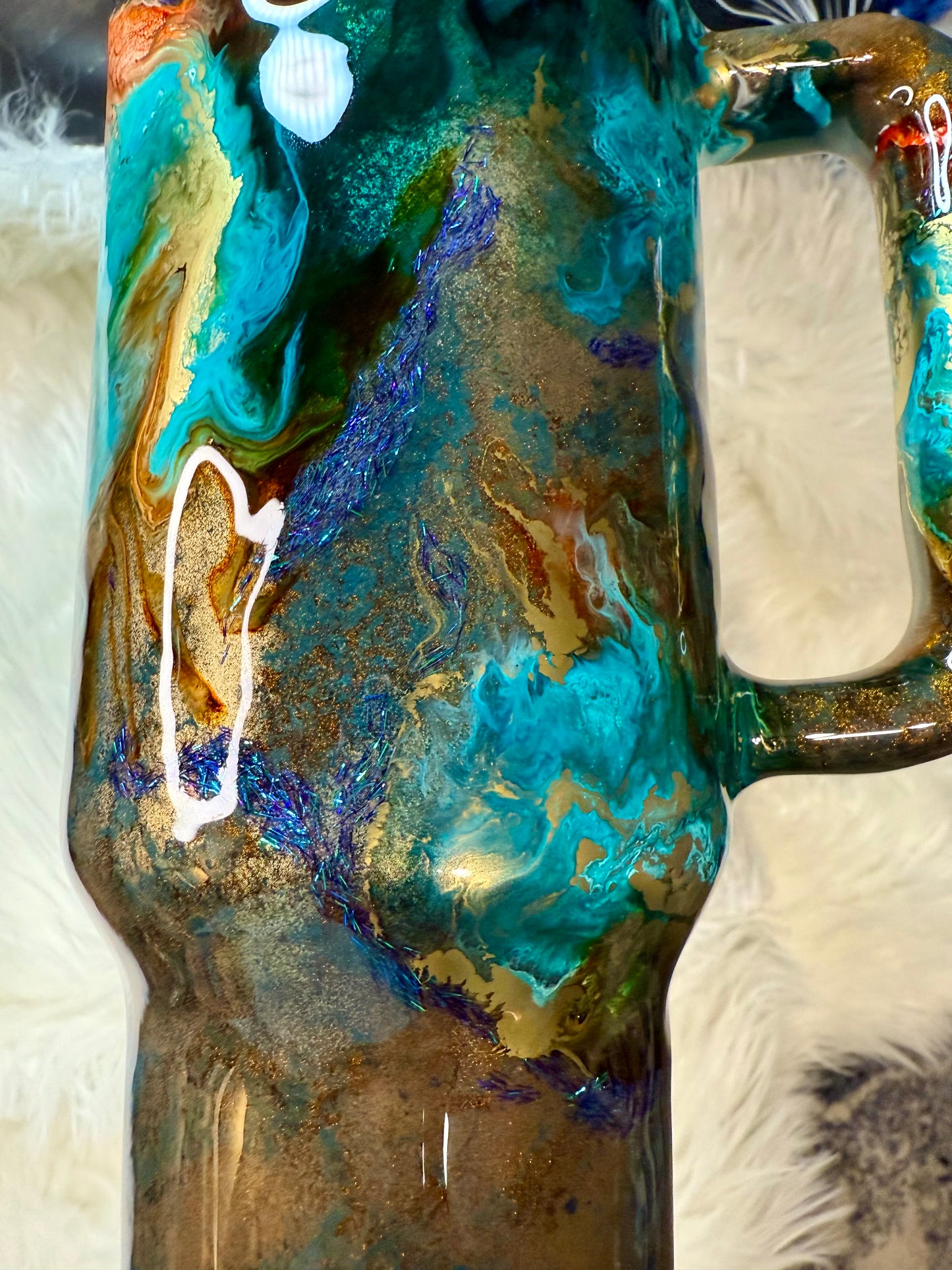 #712. 40 oz Traveler Patina with Ink Drop, & Titan by Foils & Flakes