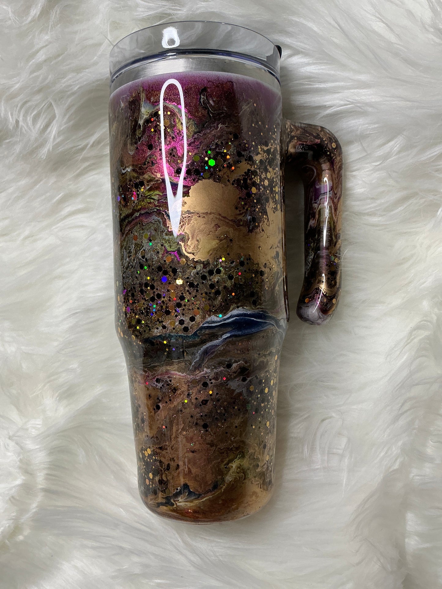 #17. 30 oz Grippy - Magenta, Gold, & Chunky Glitter
