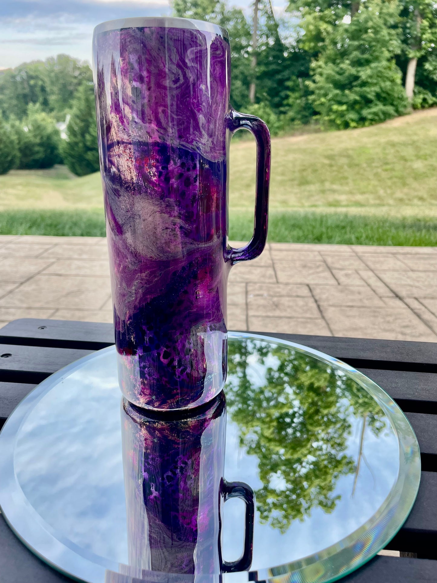 #22. 30 oz Hoggdle in Purple Ink Drop with an Animal Print Foil Base