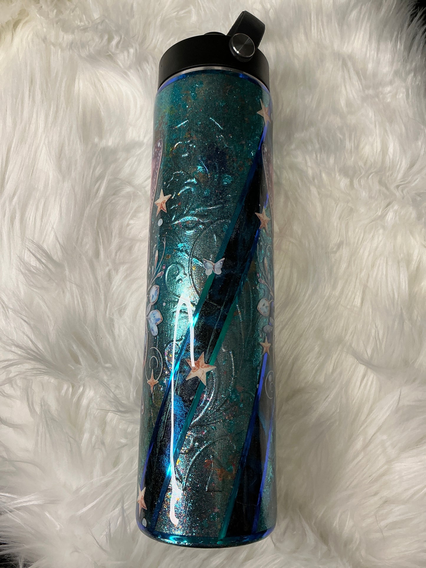 #630 32 oz Plump Butterflies & Tooled Leather