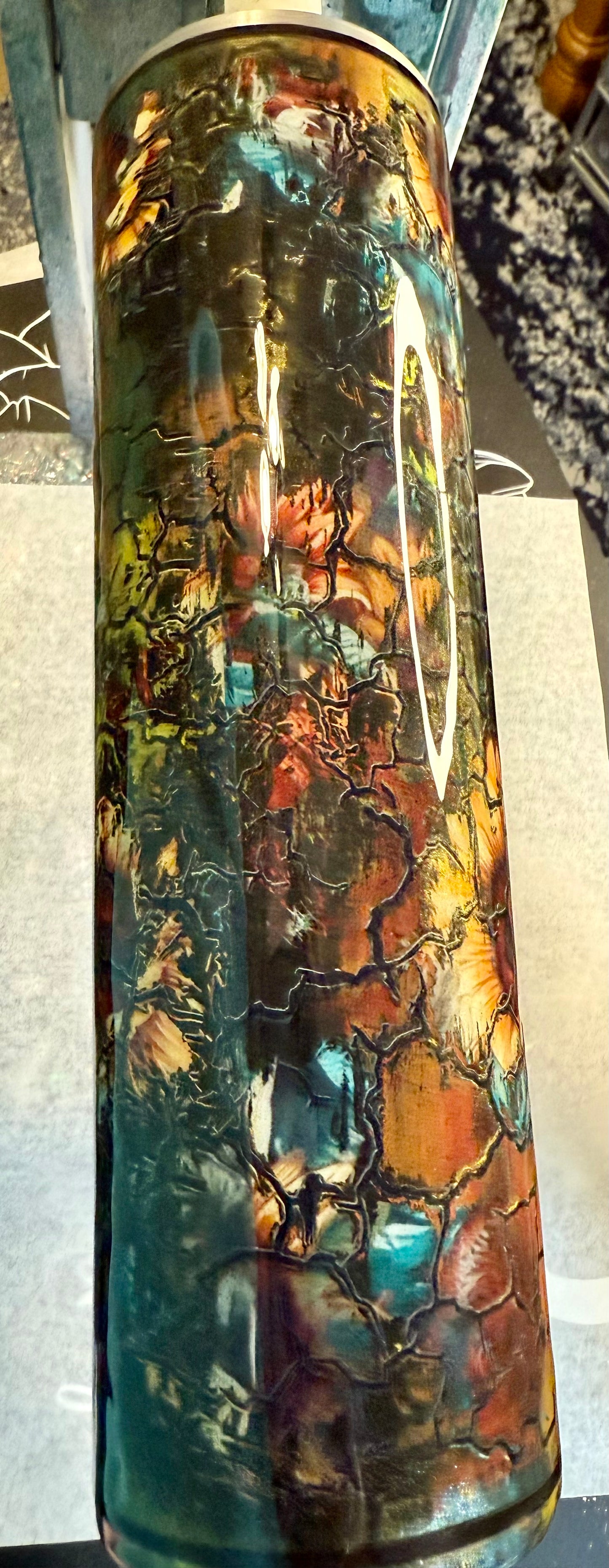 #716. 32 oz Tipsy GRUNGE with Sunflowers Flowers & a Crackle GRUNGE Element Sheet