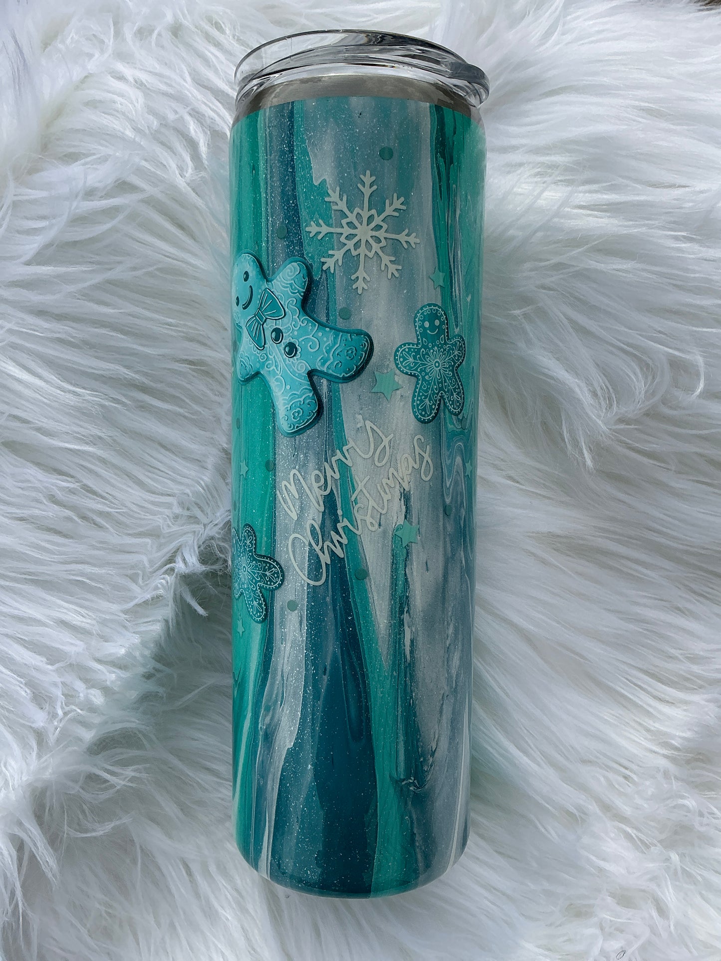 #68. 30 oz skinny tumbler Christmas theme