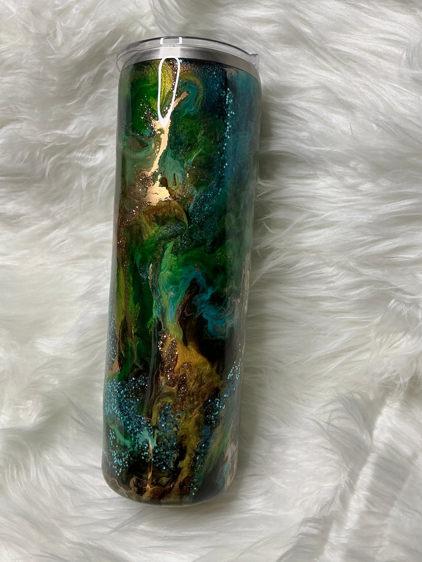 #97. 30 oz Skinny - Green, Teal, & Gold Mash Up