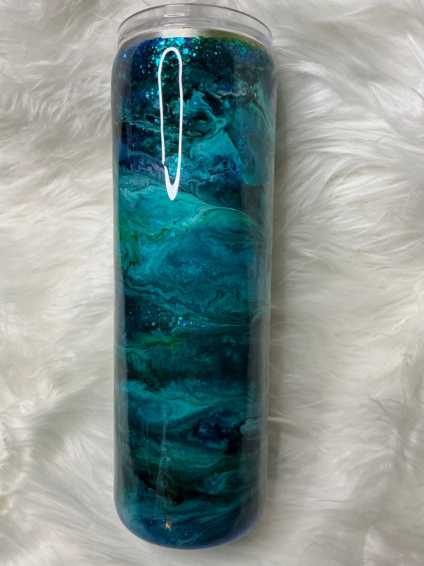 #95. 30 oz Skinny - Glitter Base Caribbean Vibes