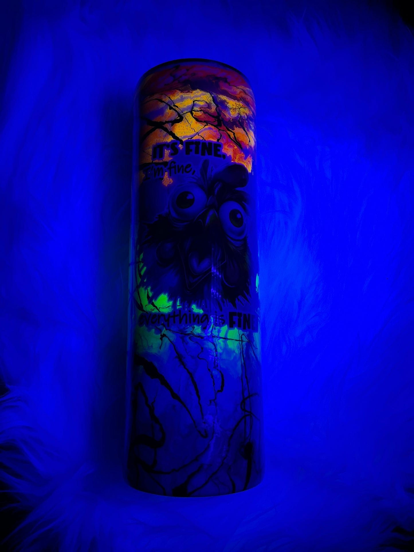 #634. 30 oz Skinny - Neon Ink Swirl - It’s Fine, I’m Fine, Everything Is Fine ,