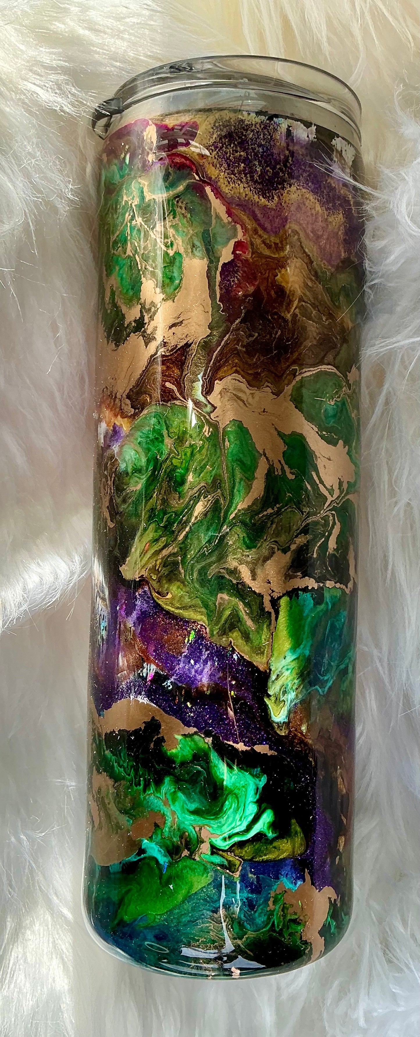#69. 30 oz skinny tumbler - Mardi Gras look