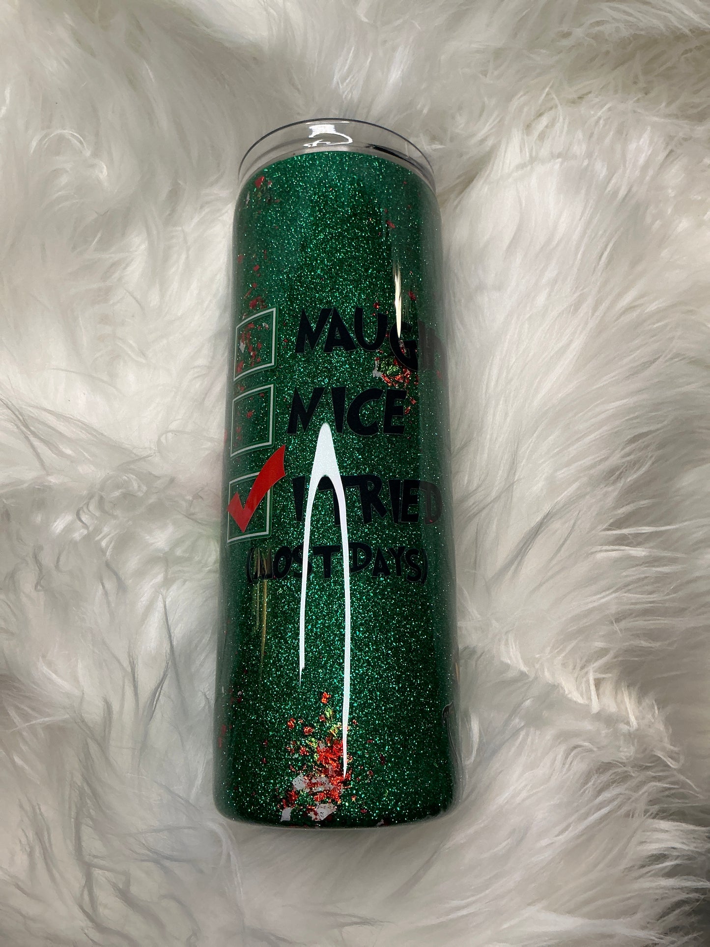 #101. 20 oz Skinny - Christmas Green Guy - Naughty or Nice
