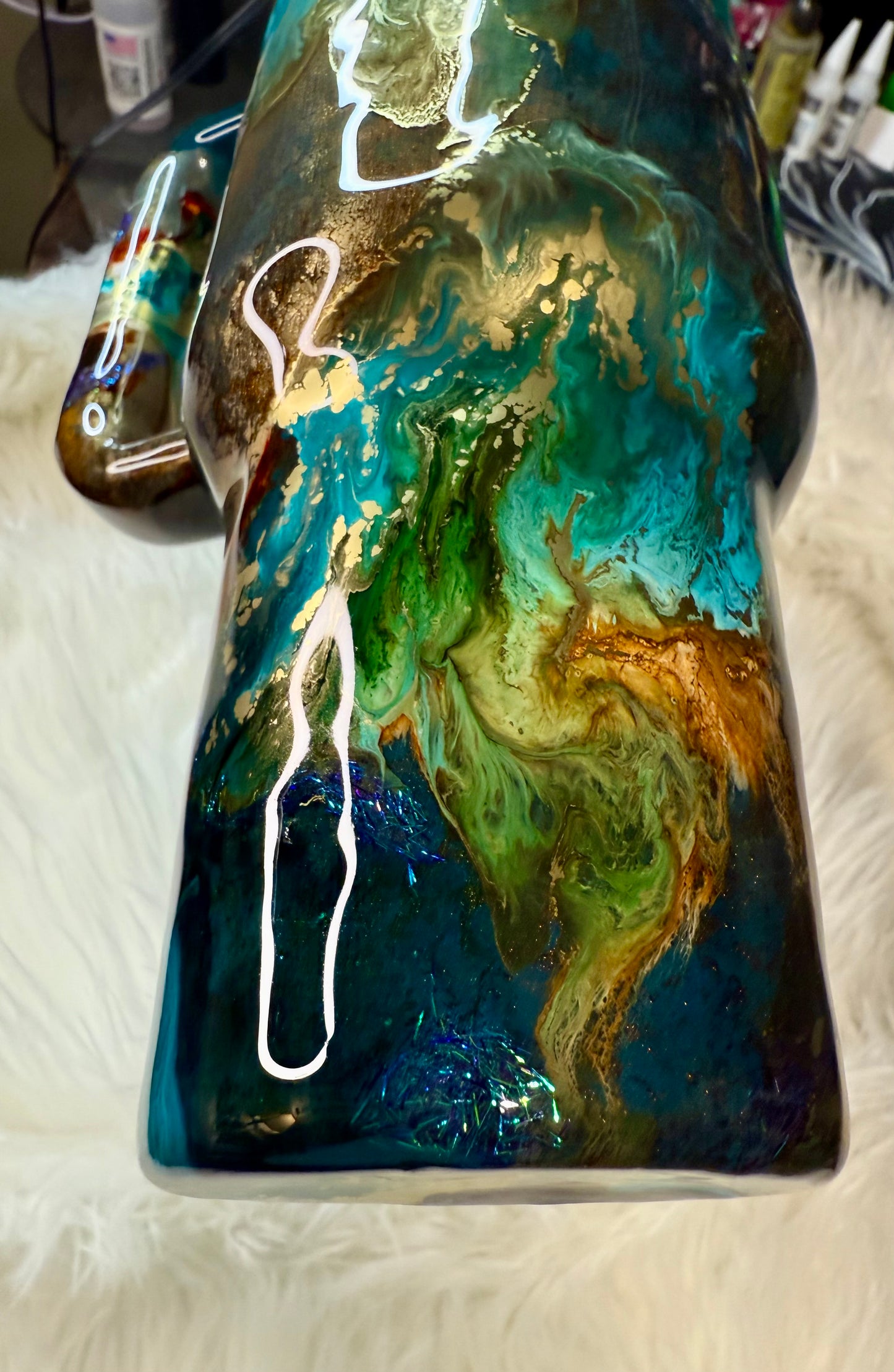 #712. 40 oz Traveler Patina with Ink Drop, & Titan by Foils & Flakes