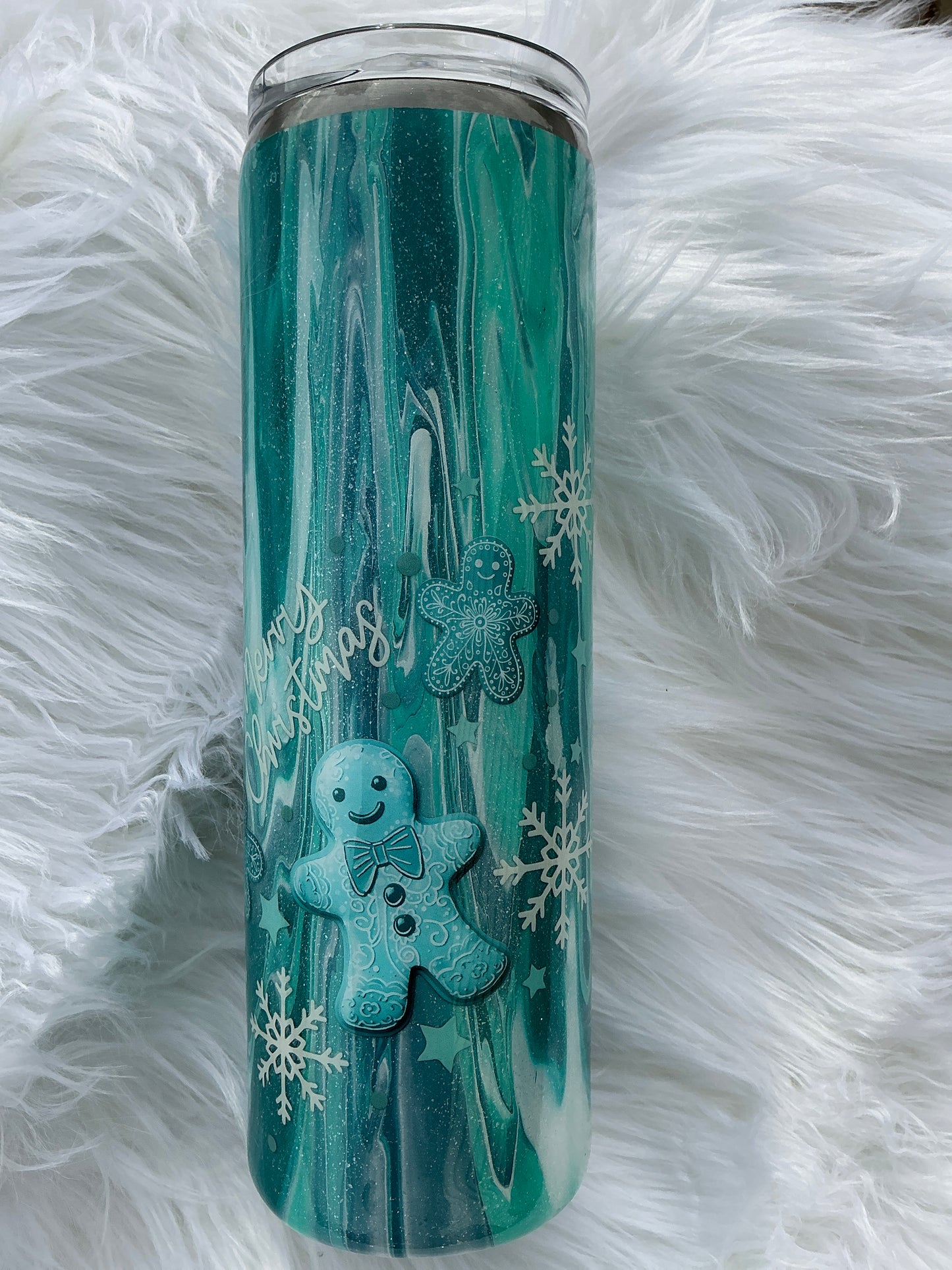 #68. 30 oz skinny tumbler Christmas theme