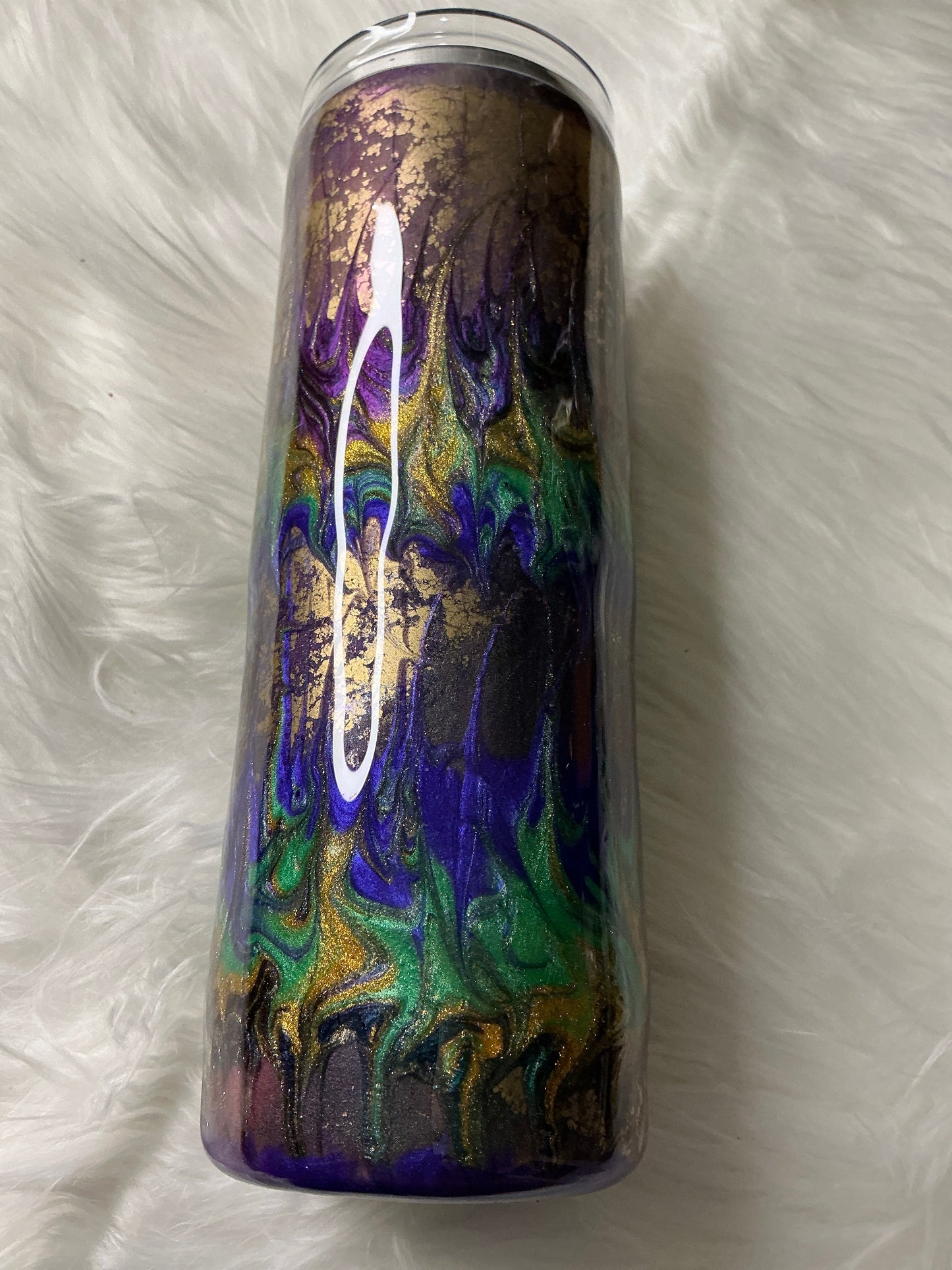 #647. 20oz Skinny Colorshift Base Mardi Gras Angel Wings