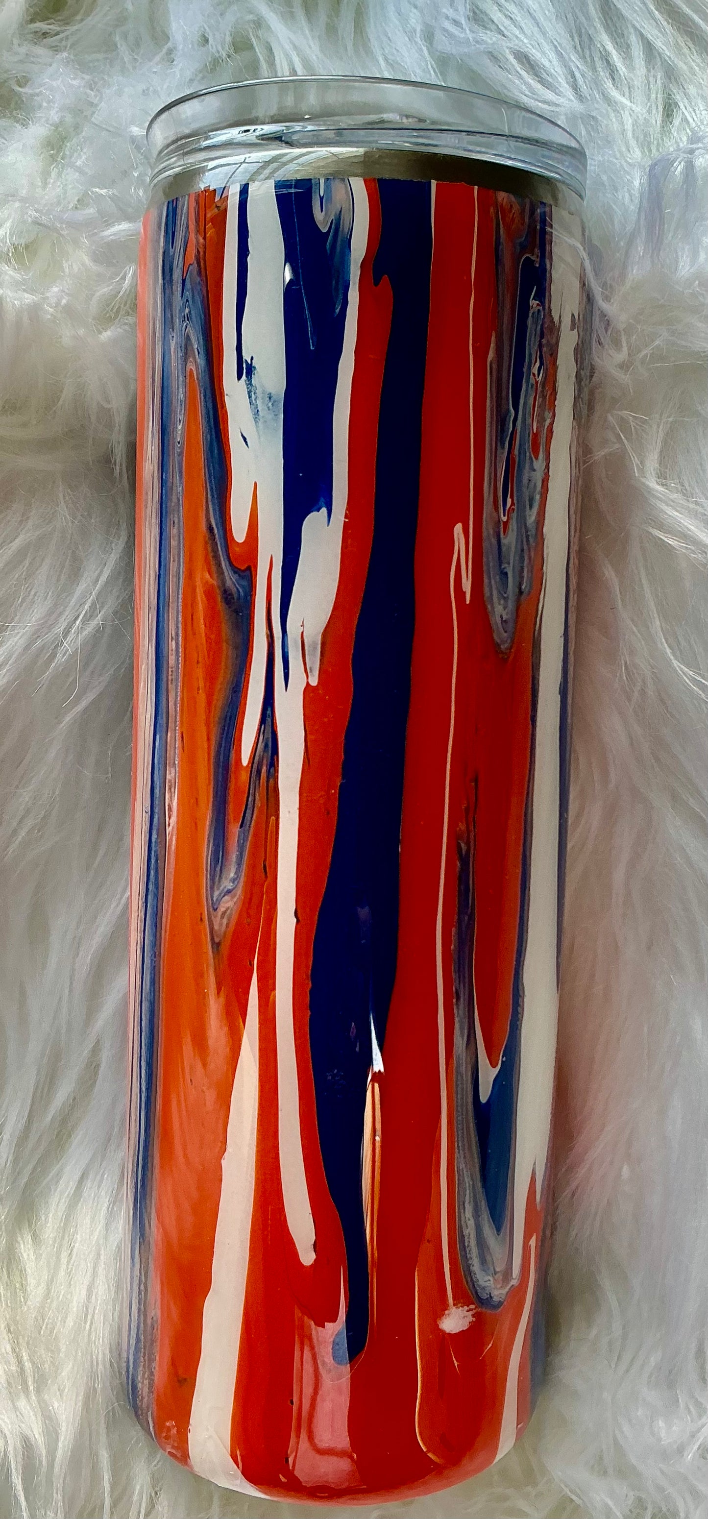 #115. 20 oz Skinny - Dirty Pour Technique in Orange, Navy, and White