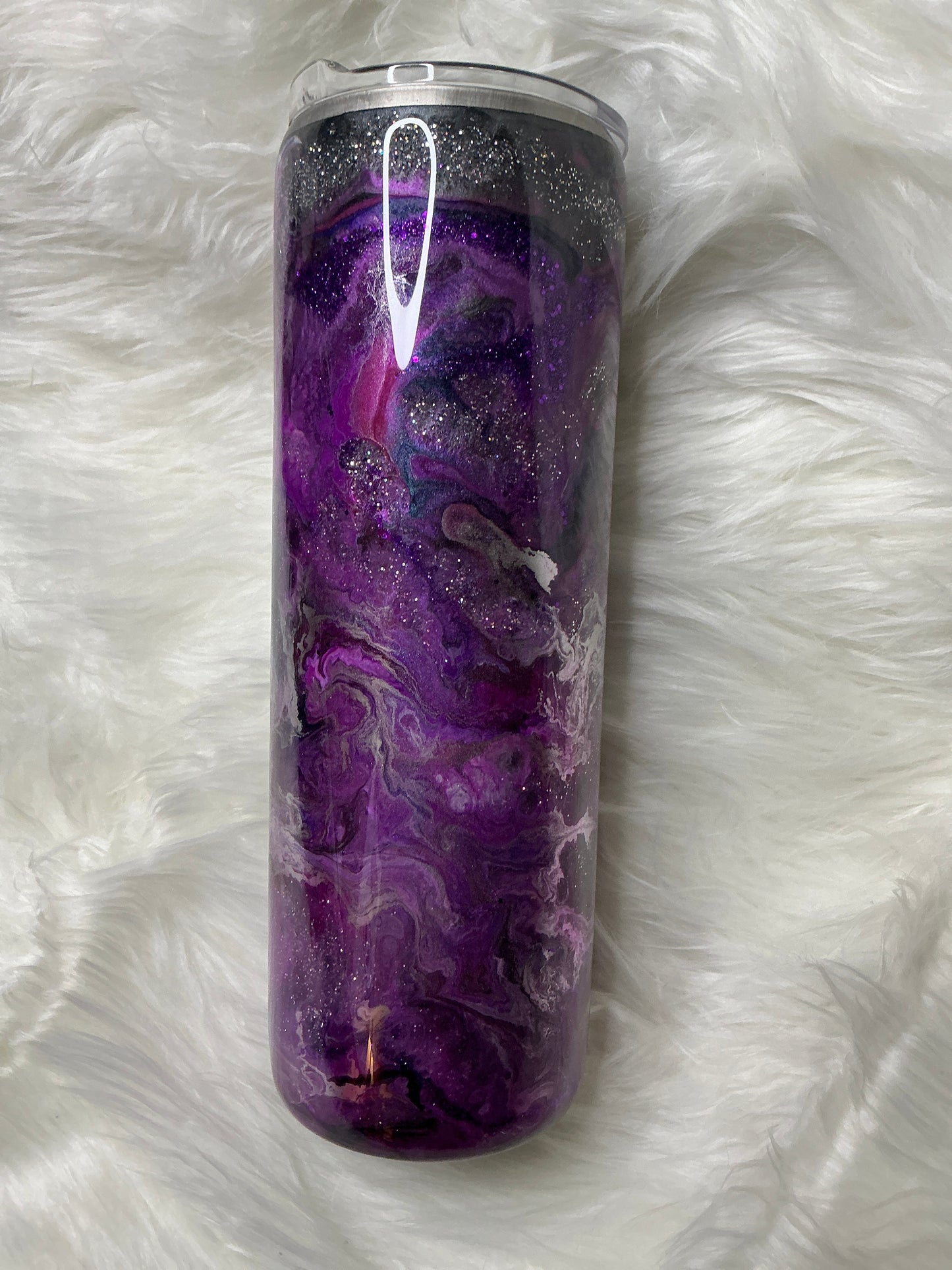 #85. 30 oz Skinny - Purple & Silver Swirl with Foil