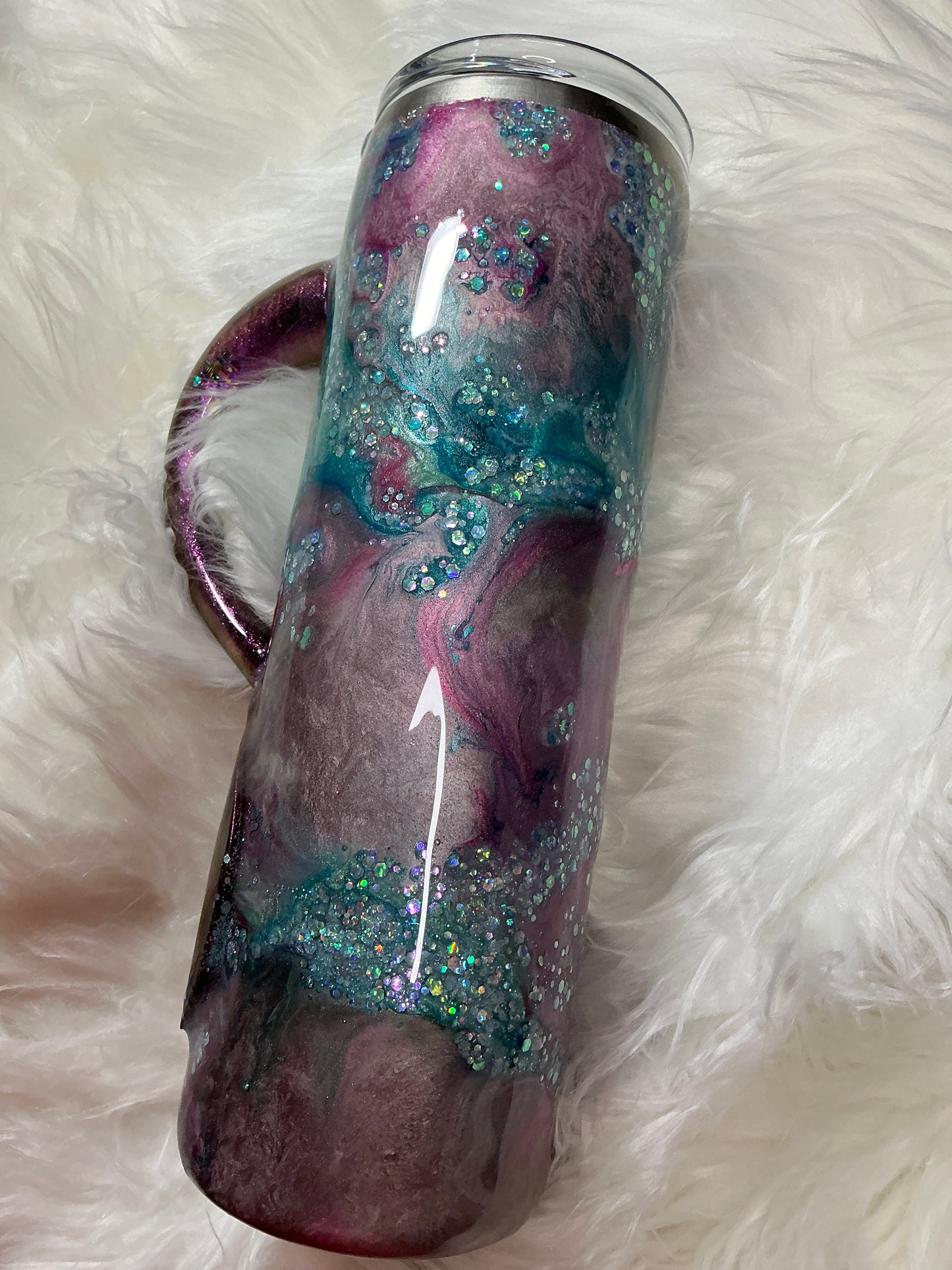 #60. 30 oz skinny tumbler with 3-D Mermaid Tail