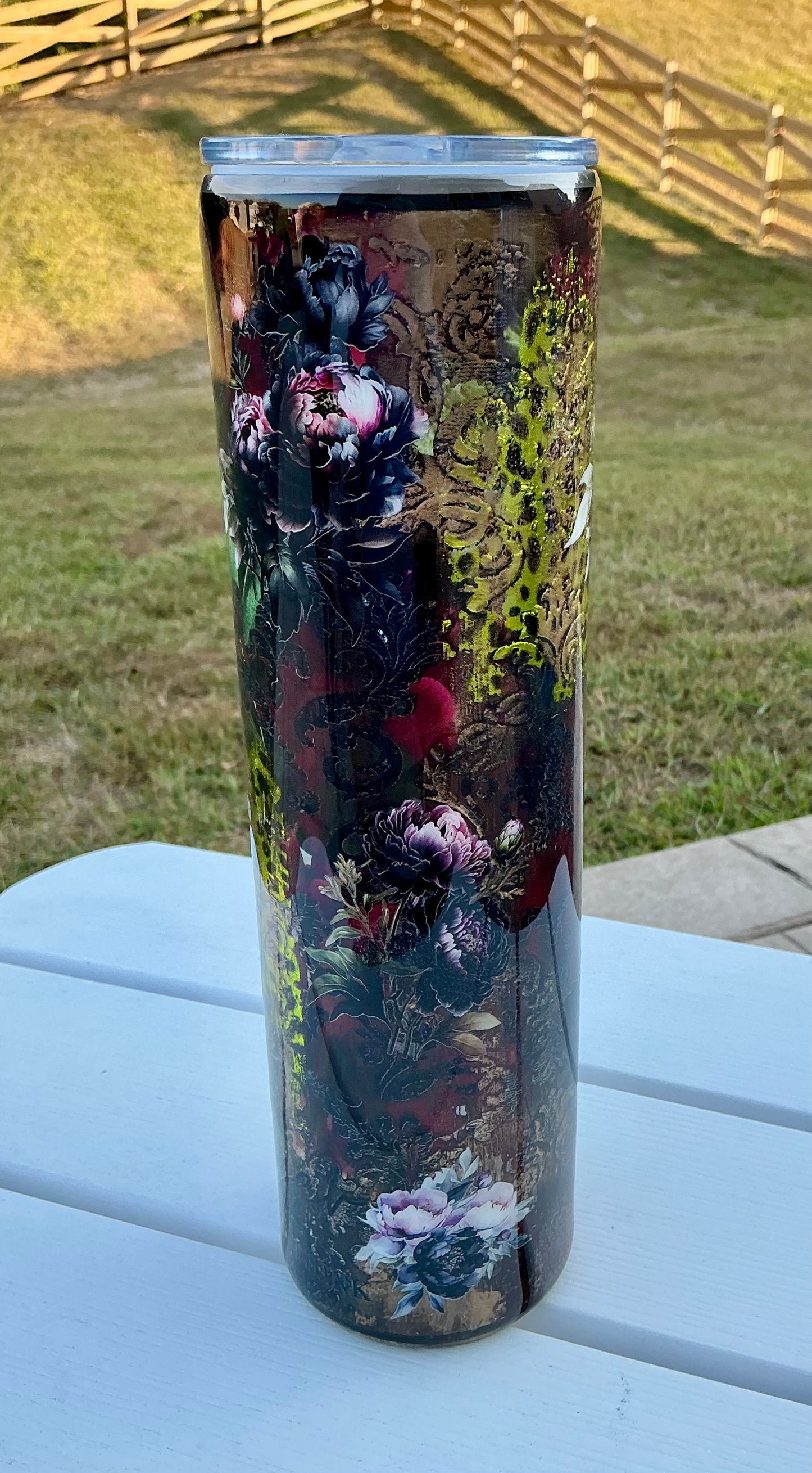 #714. 32 oz Tipsy GRUNGE with Peonies & a GRUNGE Element Sheet & Peony UVDTFs