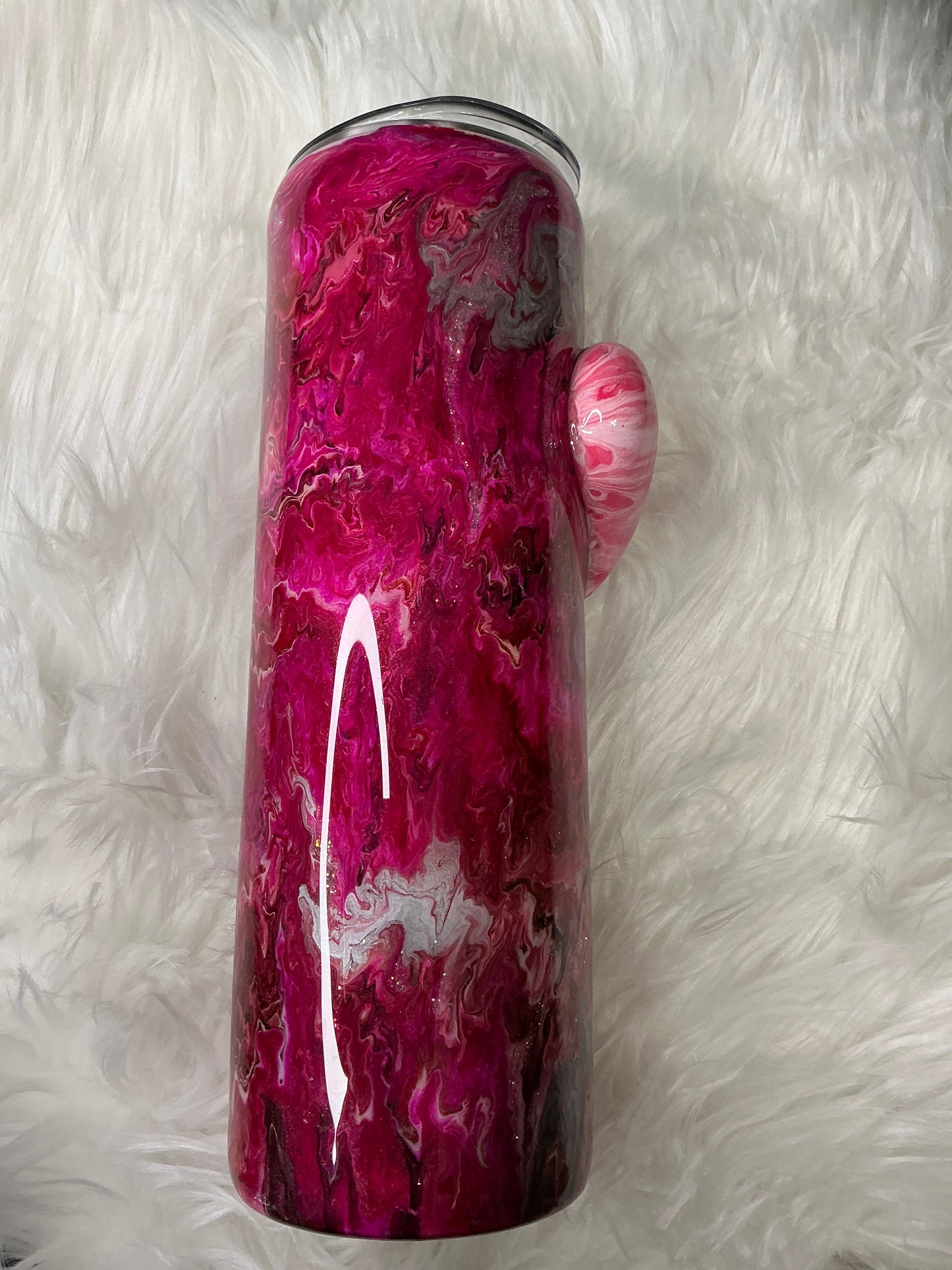 #623 30 oz Skinny - Pink Explosion with a 3-D Heart