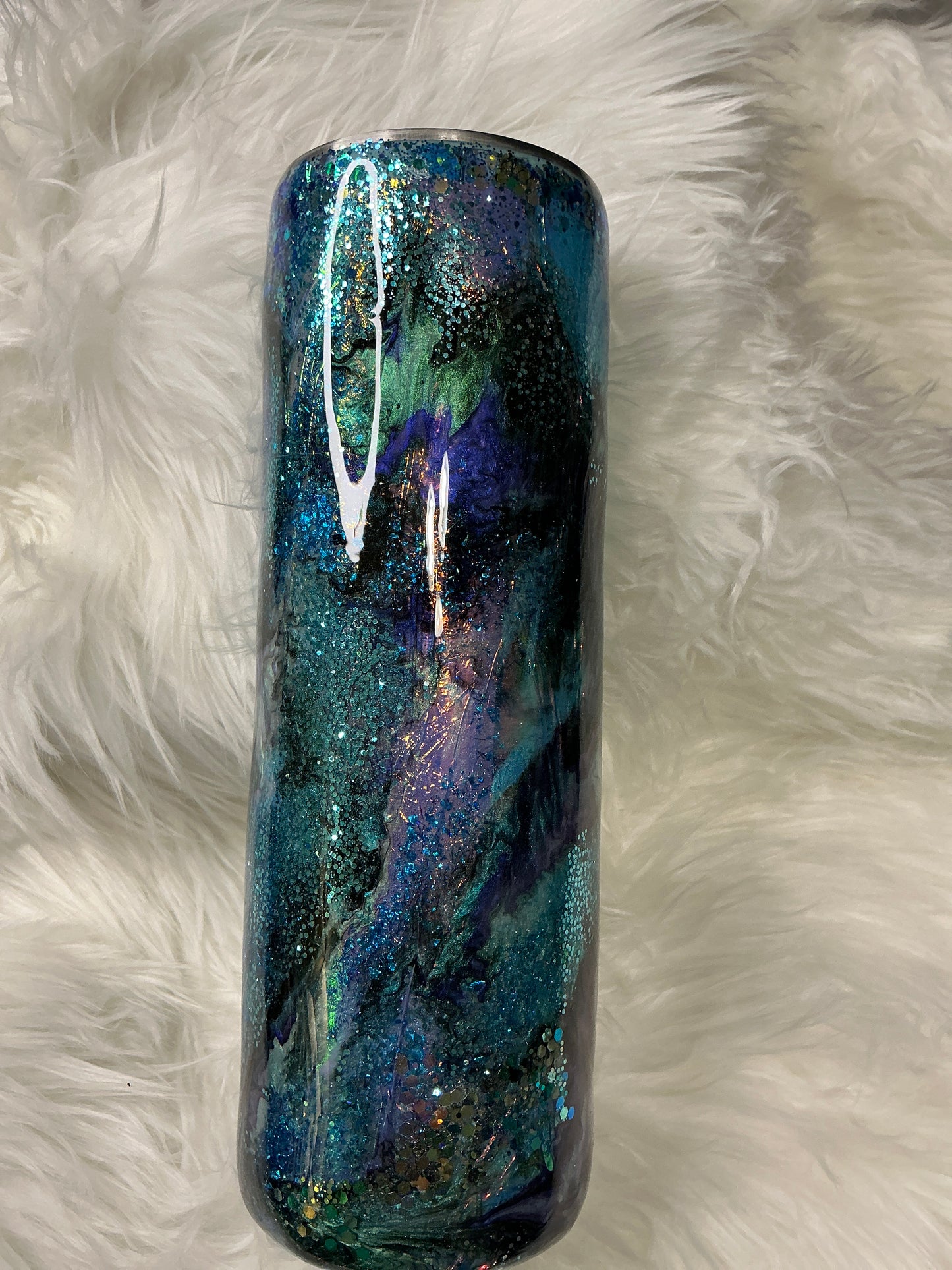 #604. 30 oz Skinny - Black Opal with Cellophane Base